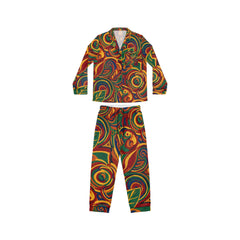 Joma Satin Pajama Set — Bold Retro Swirl Print Women's Sleepwear