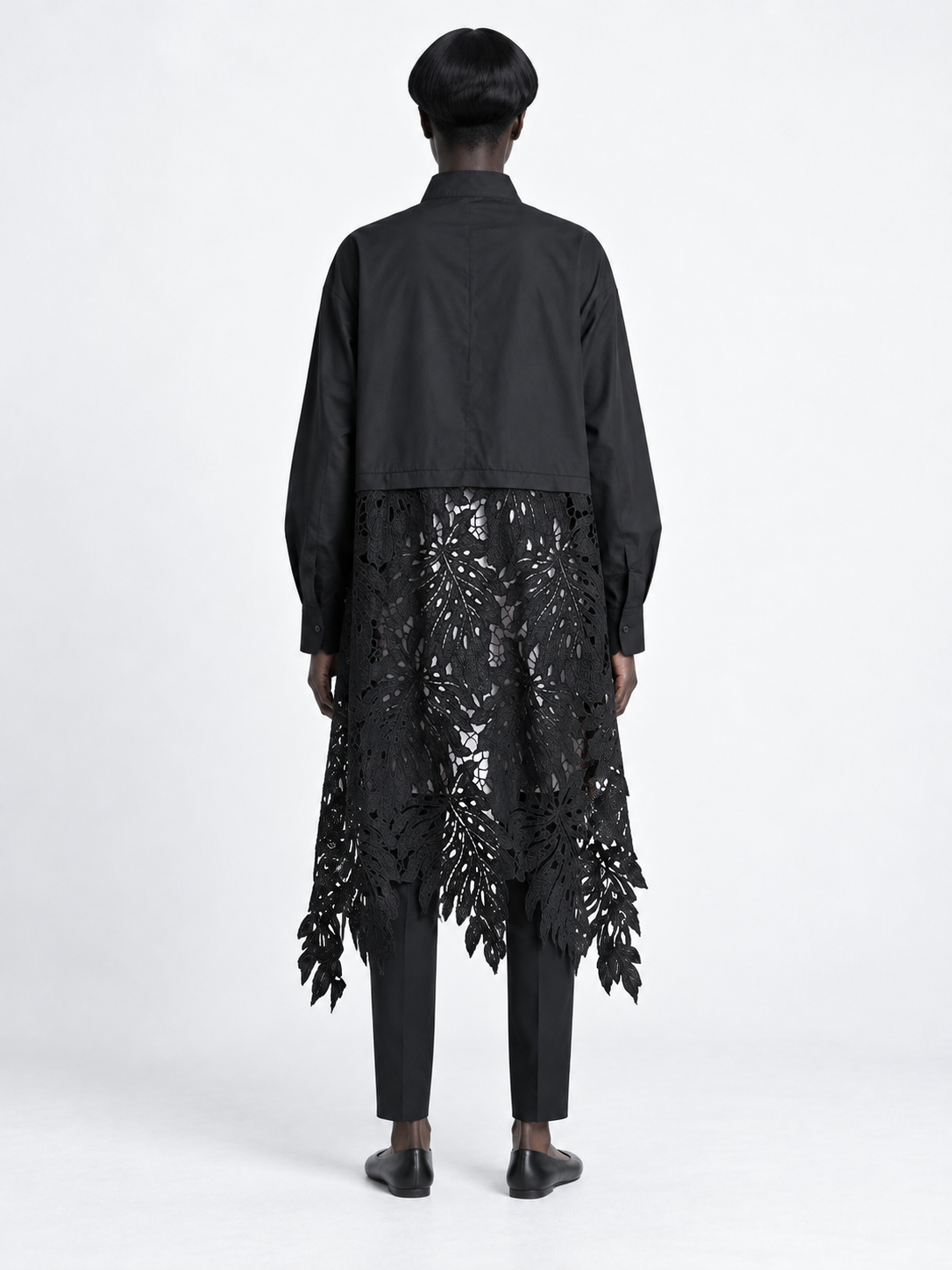 Lace-Back Longline Shirt · model-back