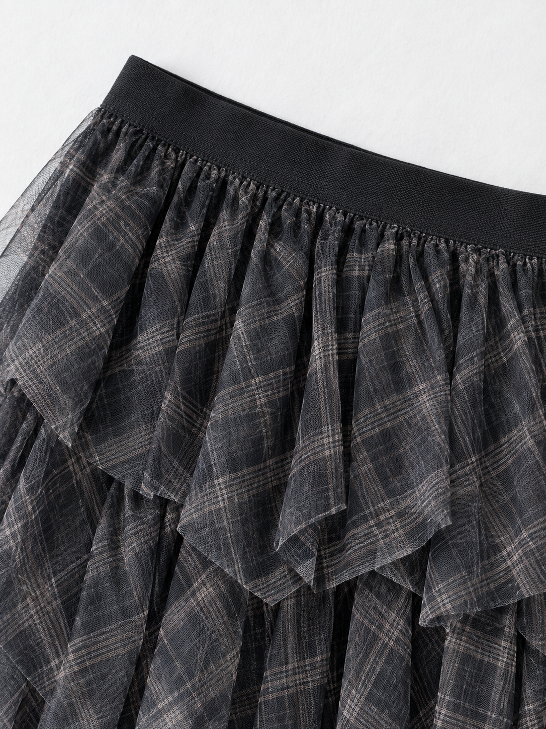 Plaid Tiered Mesh Skirt · detail-1