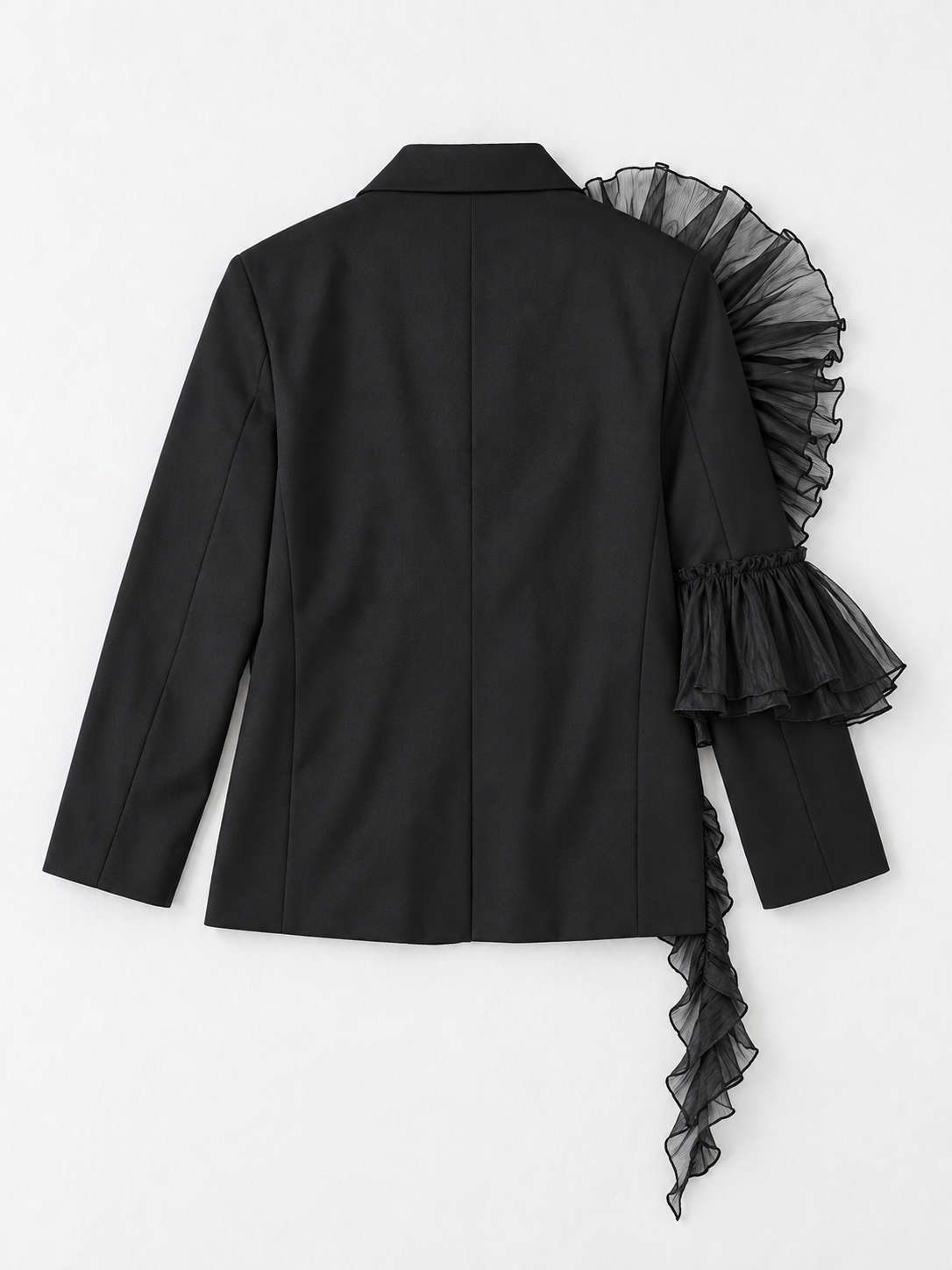 Organza Ruffle Blazer · flat-back