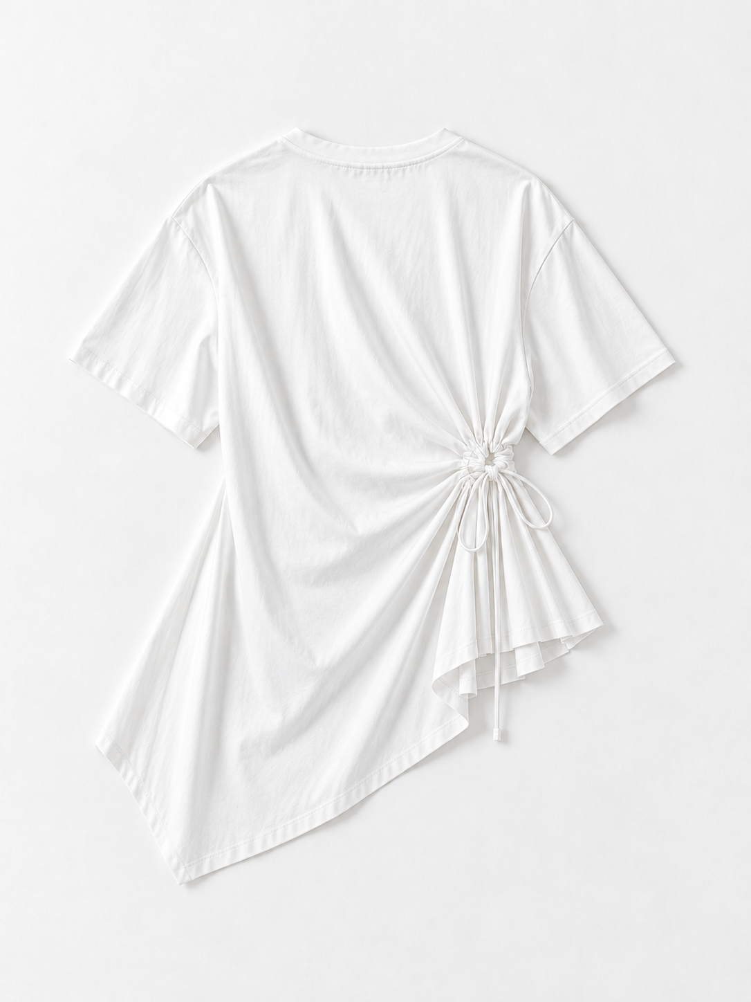 Drawstring Asymmetric T-Shirt · flat-back