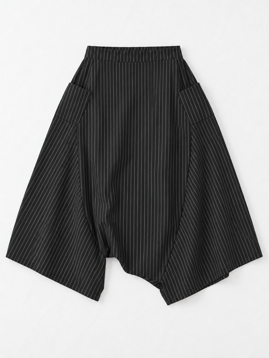 Pinstripe Drop-Crotch Culottes · flat-front