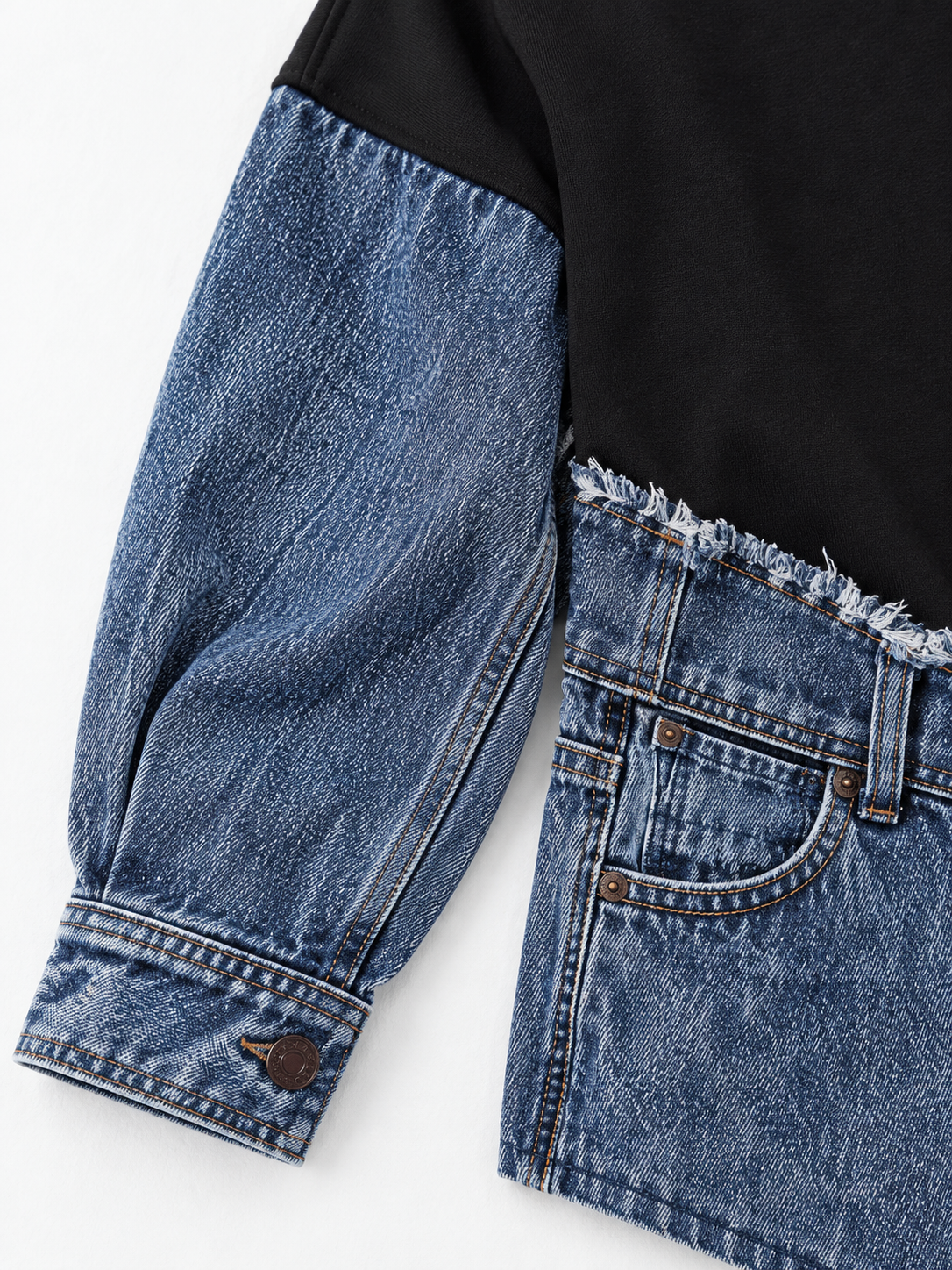 Denim-Panel Sweatshirt · detail-2