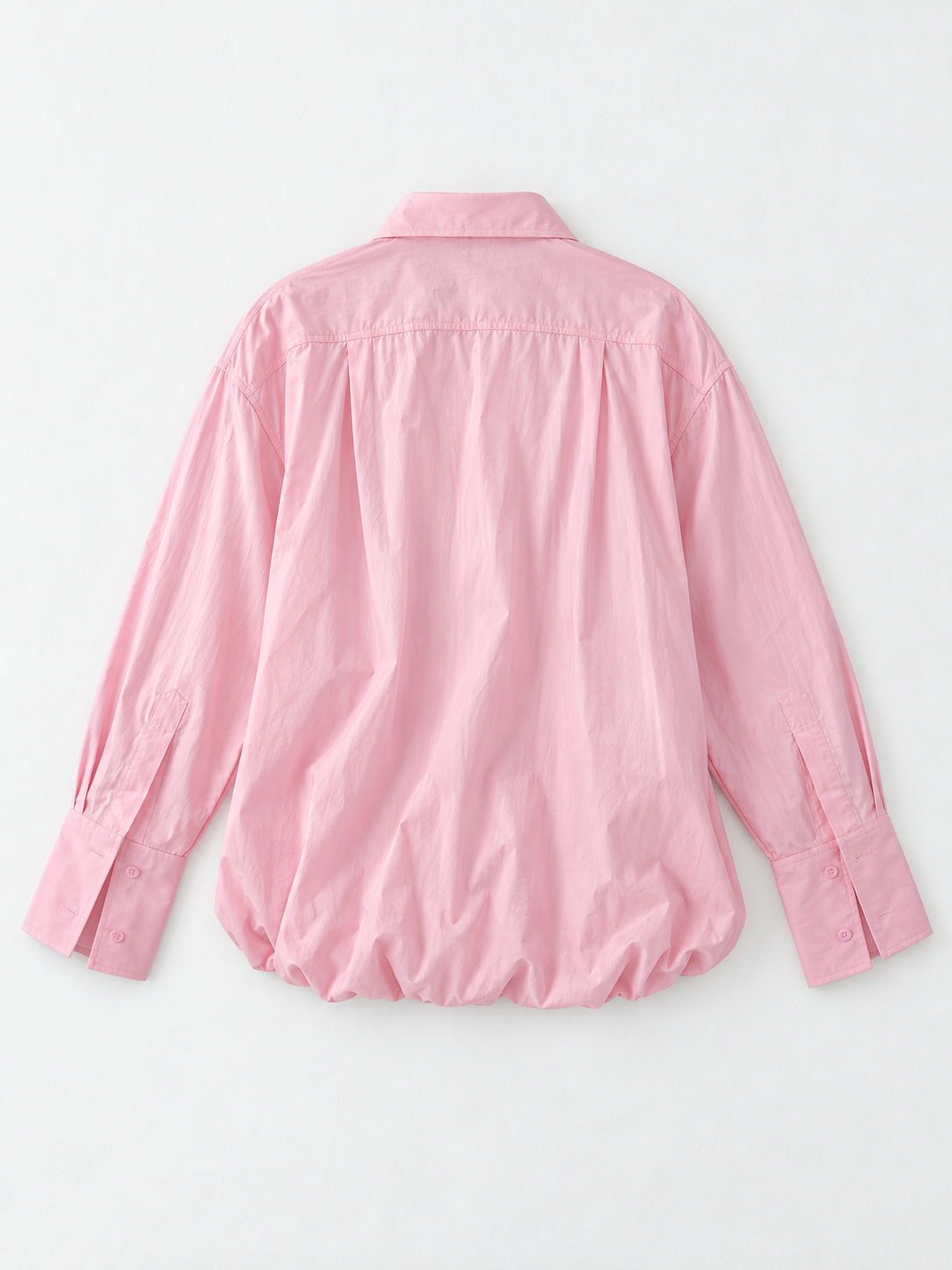 Belted Balloon-Hem Shirt · flat-back
