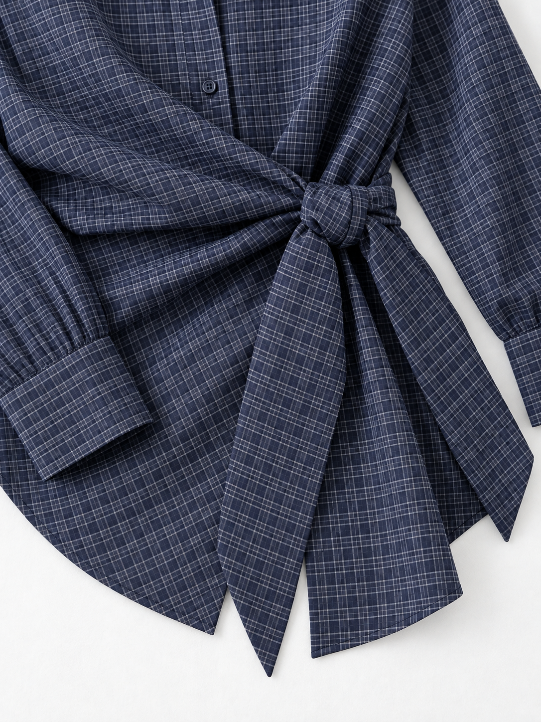 Check Wrap-Tie Shirt · detail-2