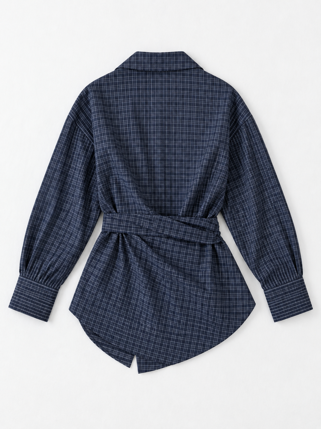 Check Wrap-Tie Shirt · flat-back