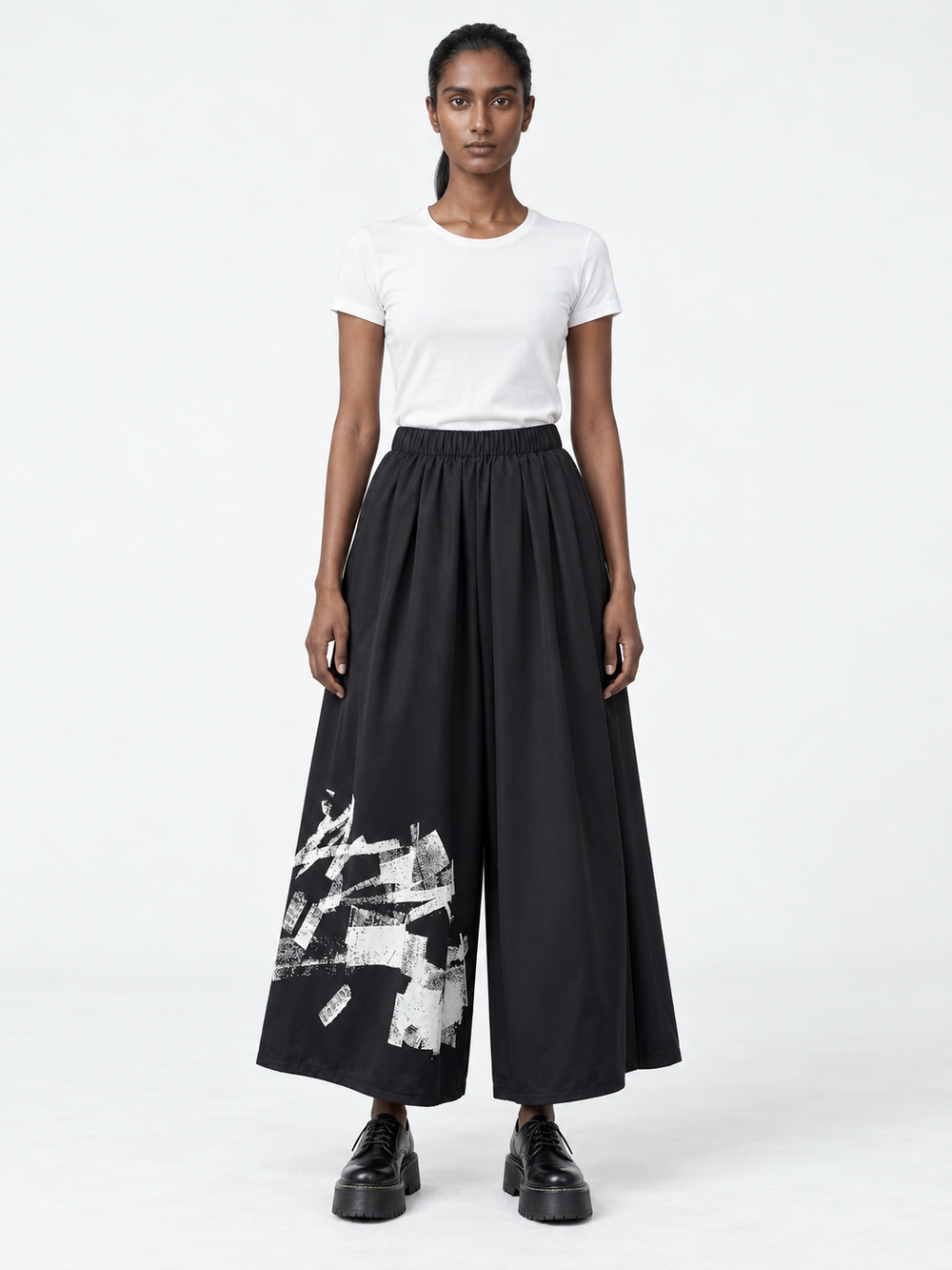 Graphic Wide-Leg Trousers