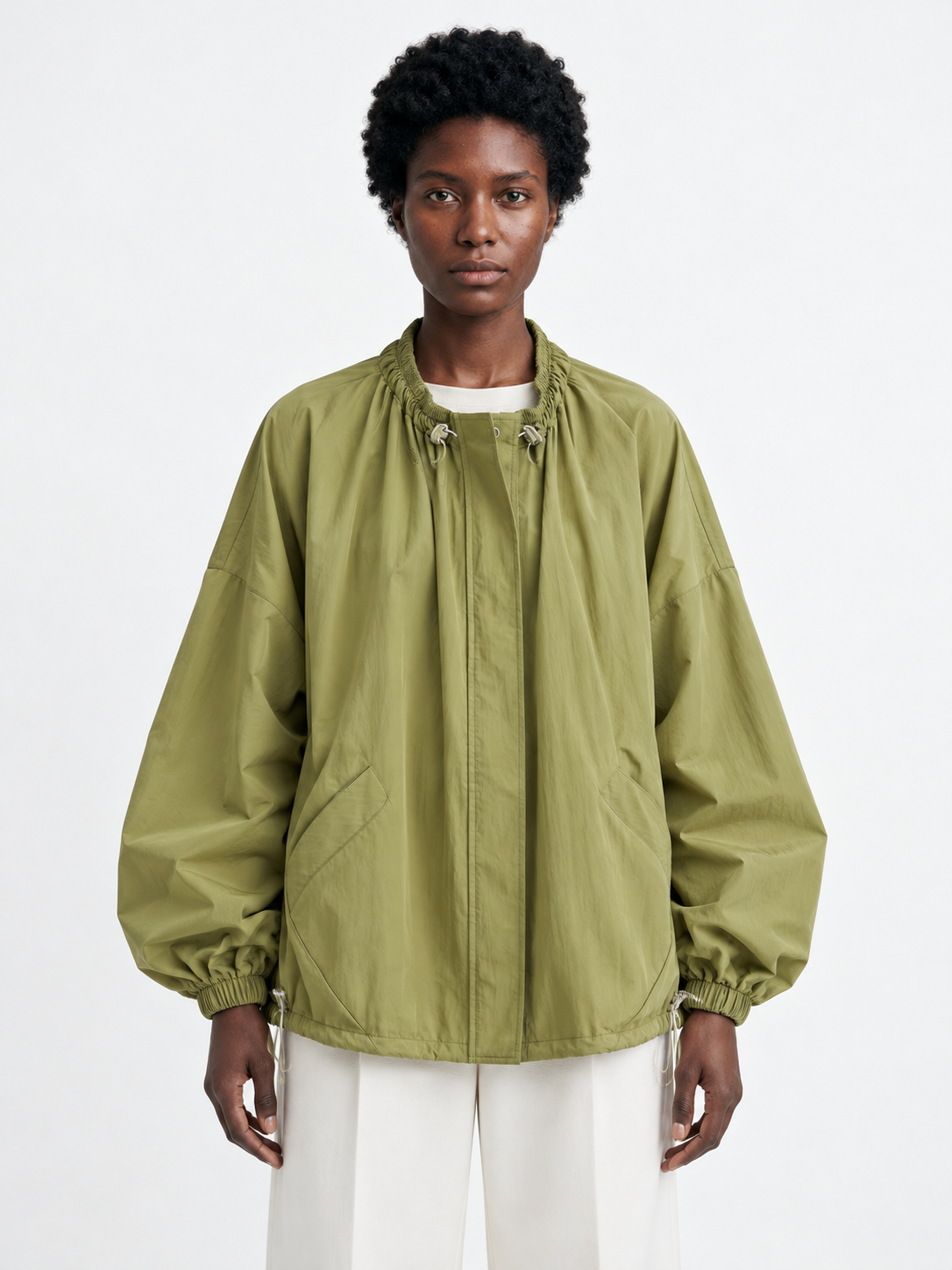 Drawstring Volume Jacket · model-front