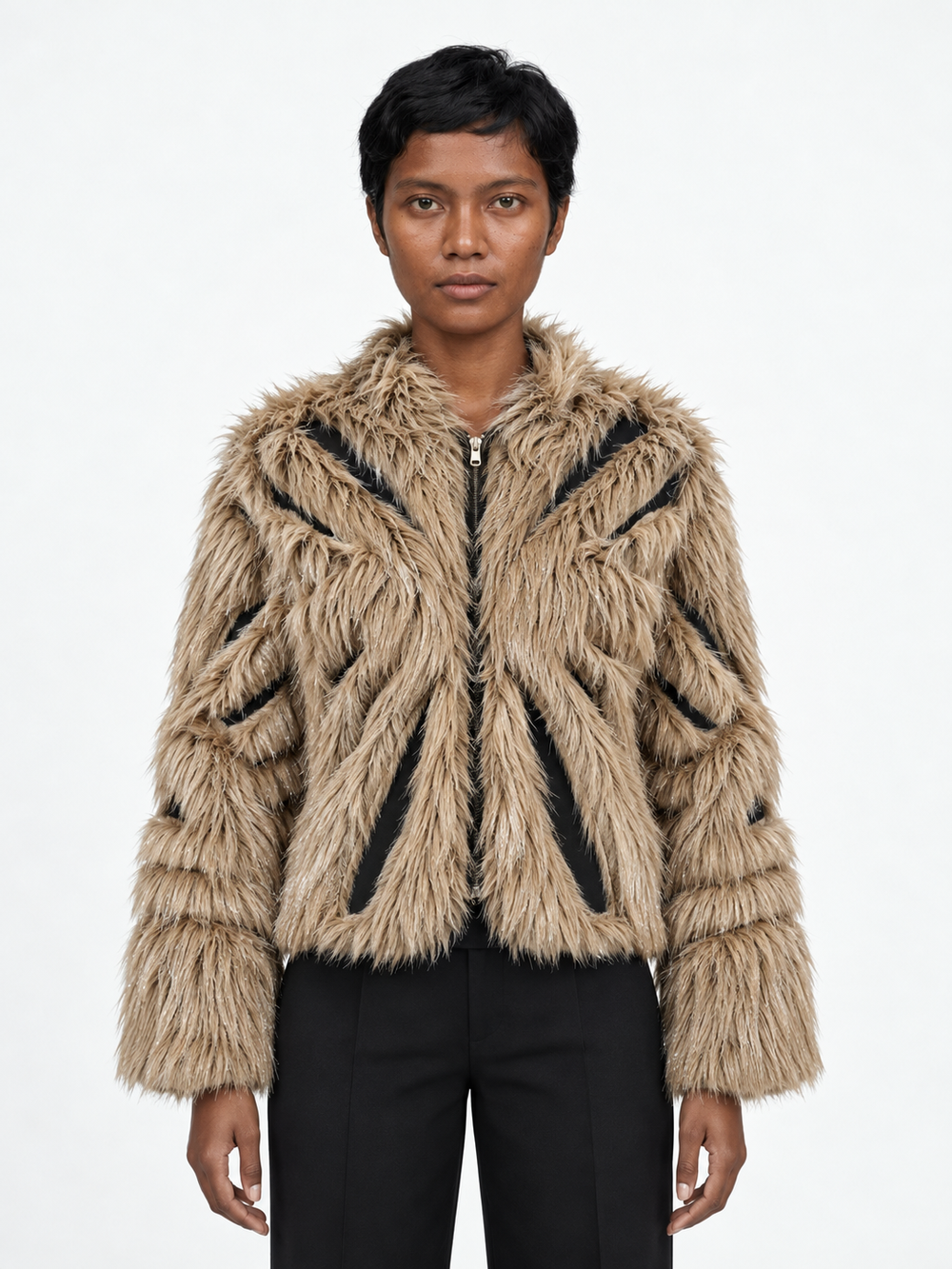 Textured Faux-Fur Jacket