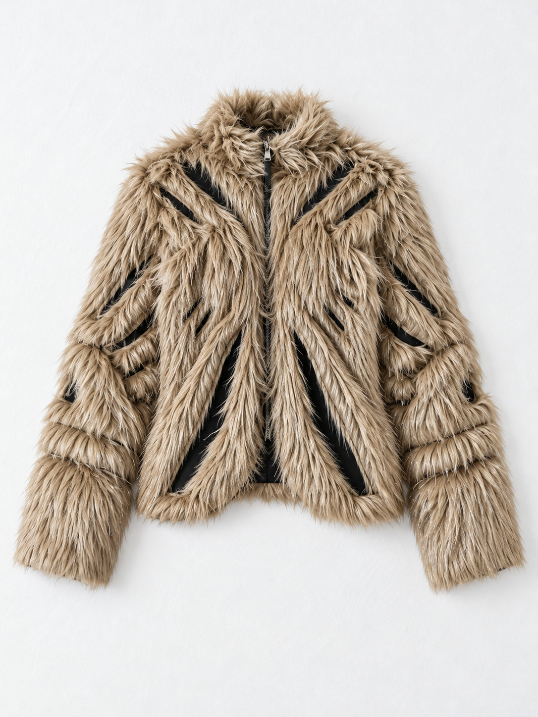 Textured Faux-Fur Jacket · flat-front