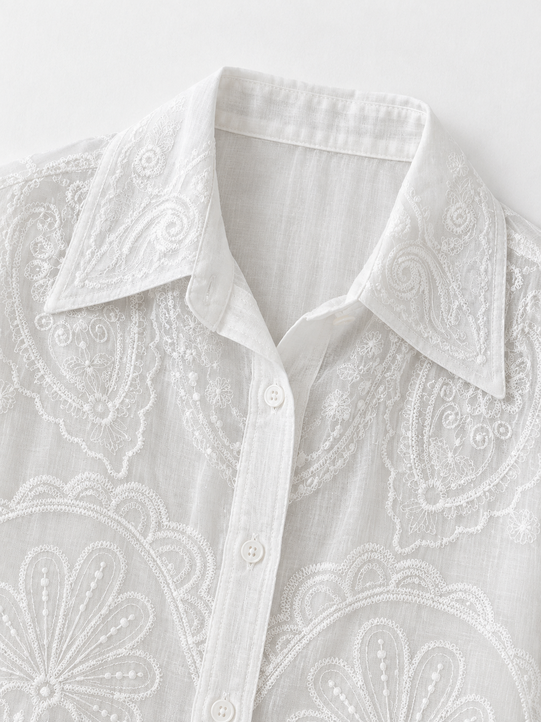 Embroidered Scallop-Hem Shirt · detail-2