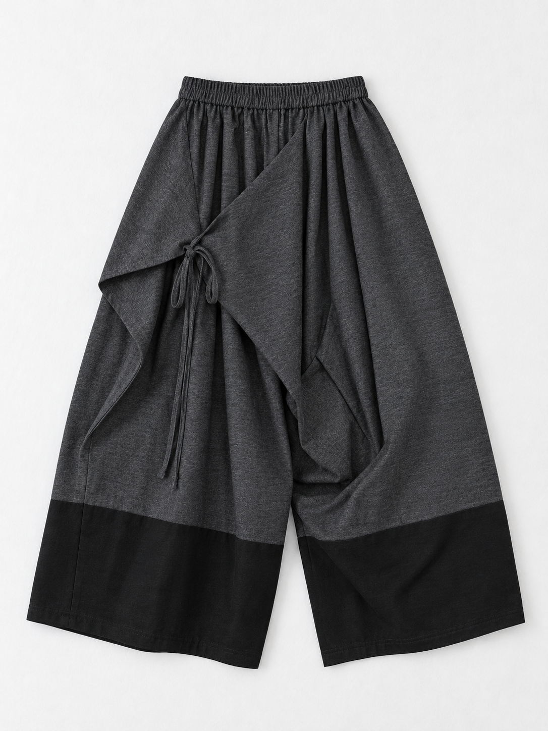 Draped Panel Wide-Leg Trousers · flat-front