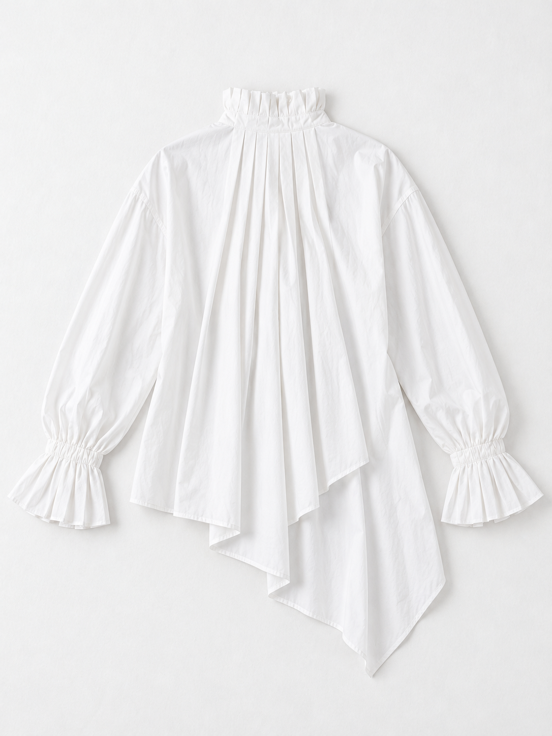Pleated High-Low Ruffle Shirt · flat-back