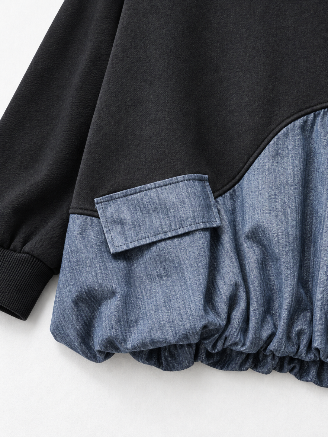 Pocket Denim-Hem Sweatshirt · detail-2