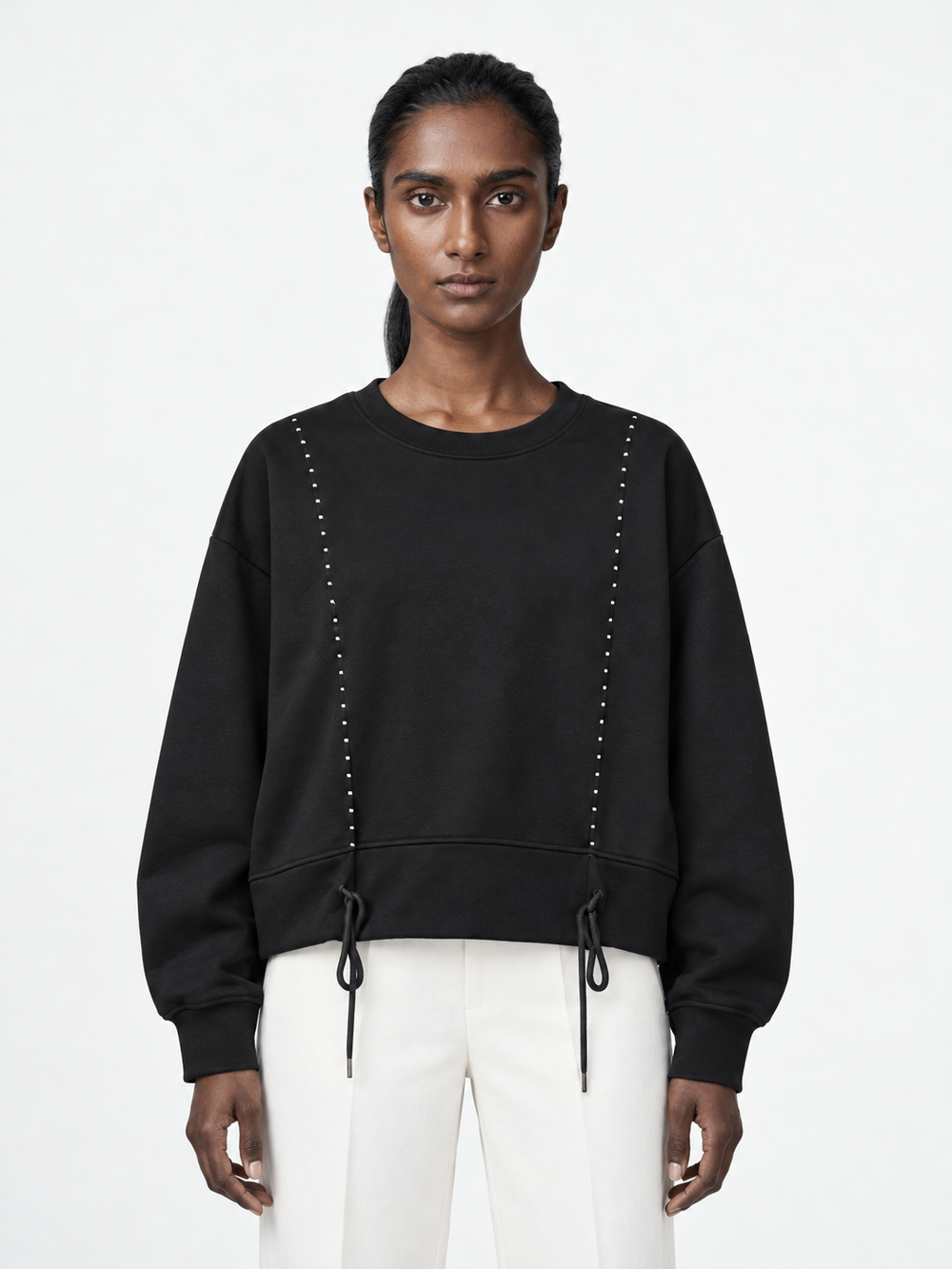 Topstitched Drawcord Sweatshirt