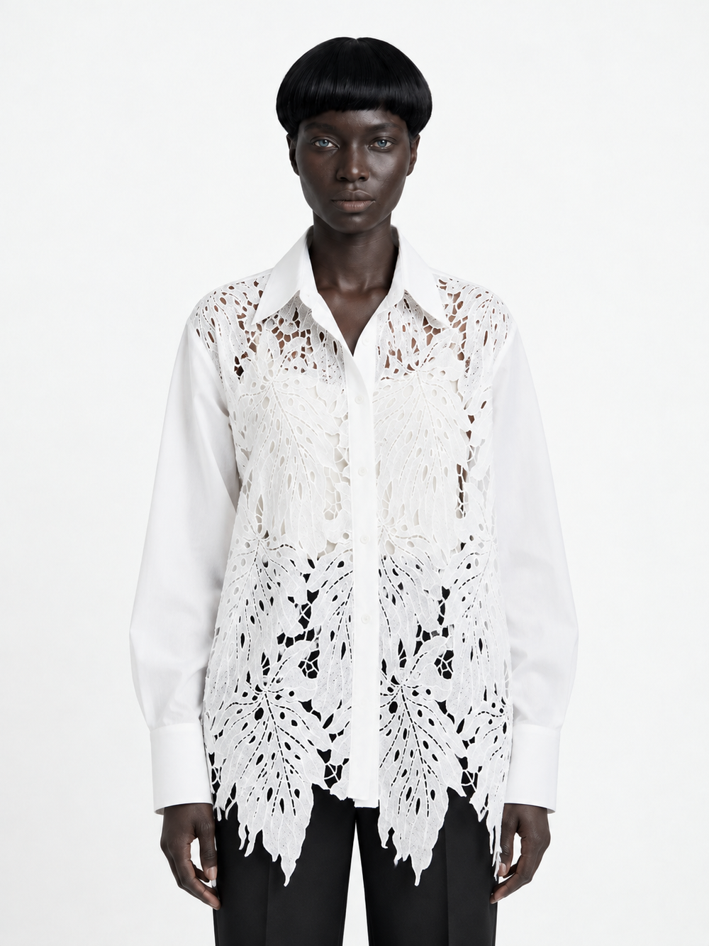 Floral Lace-Front Shirt