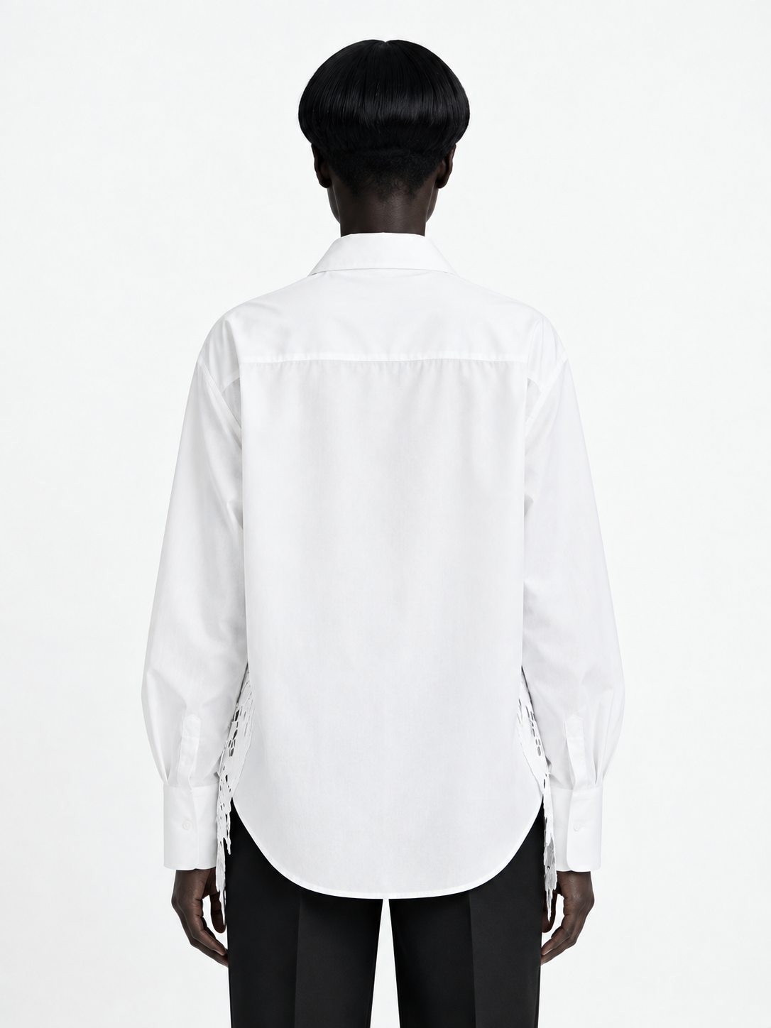 Floral Lace-Front Shirt · model-back