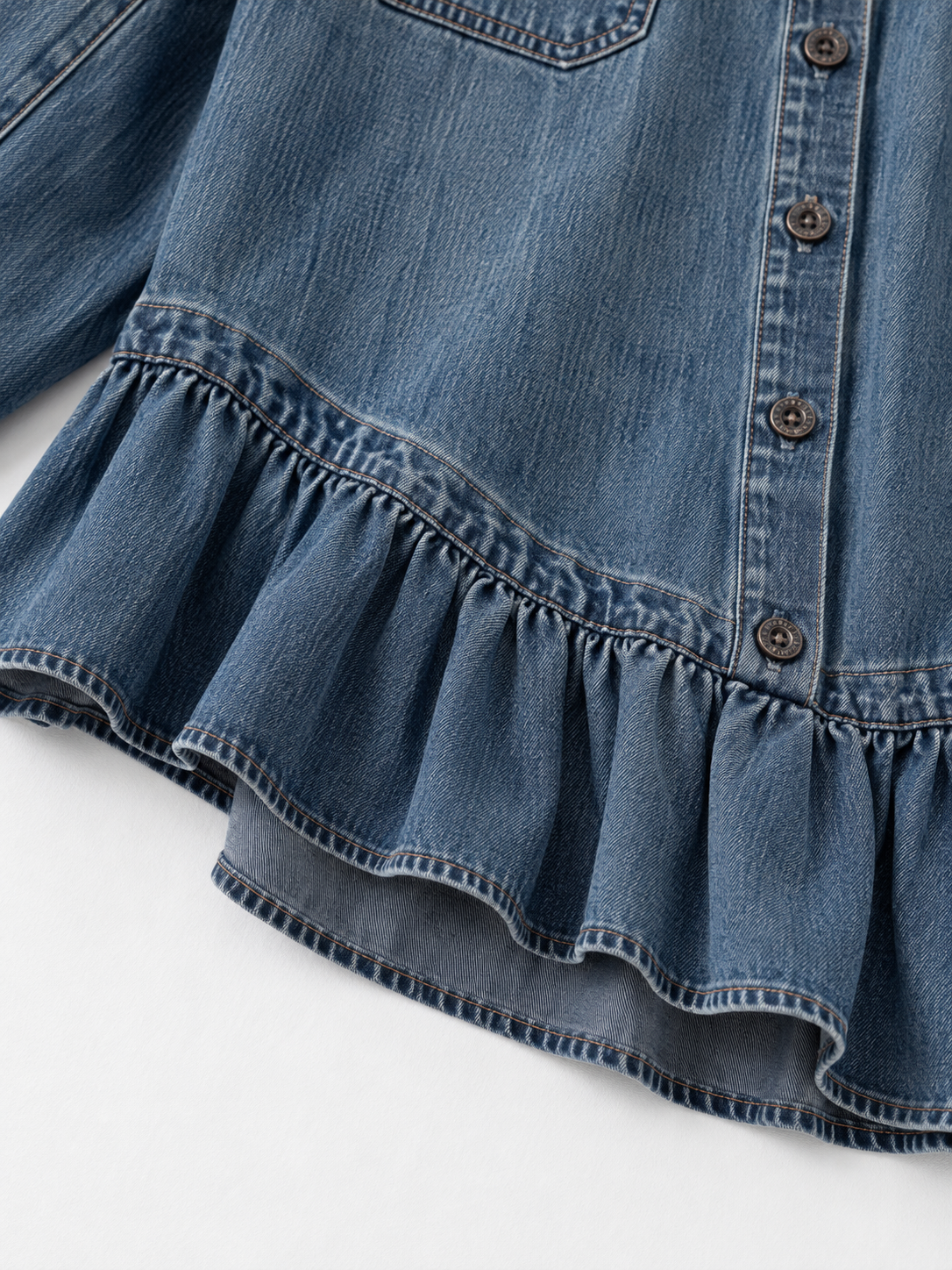 Ruffle-Hem Denim Shirt Jacket · detail-2