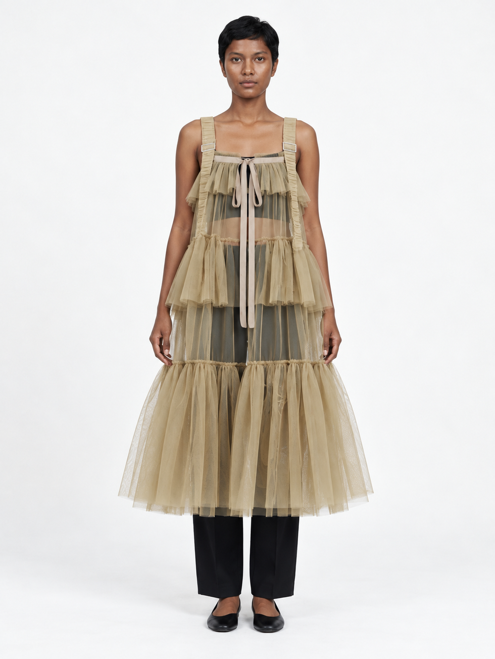 Tiered Tulle Strap Dress