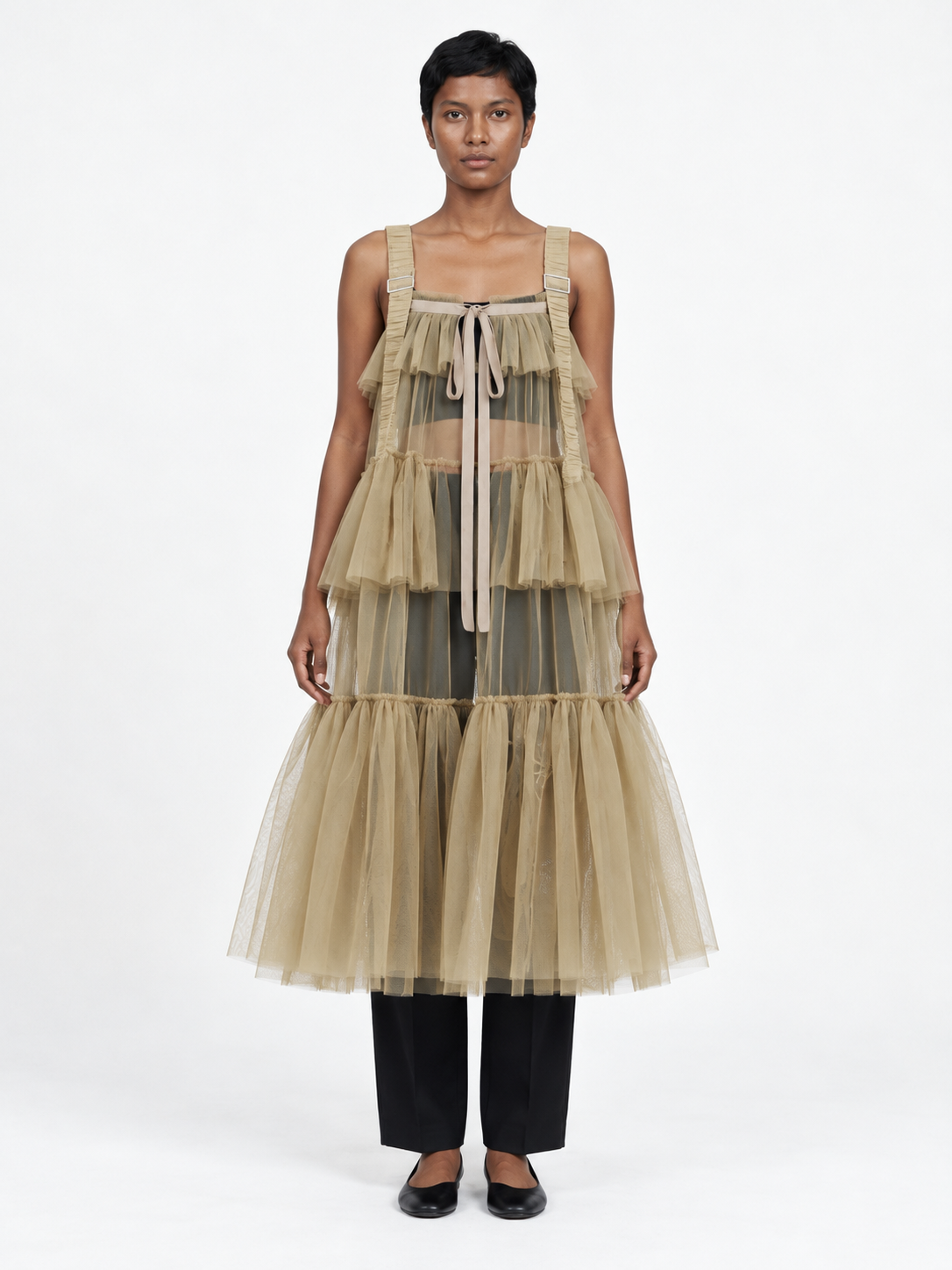 Tiered Tulle Strap Dress · model-front