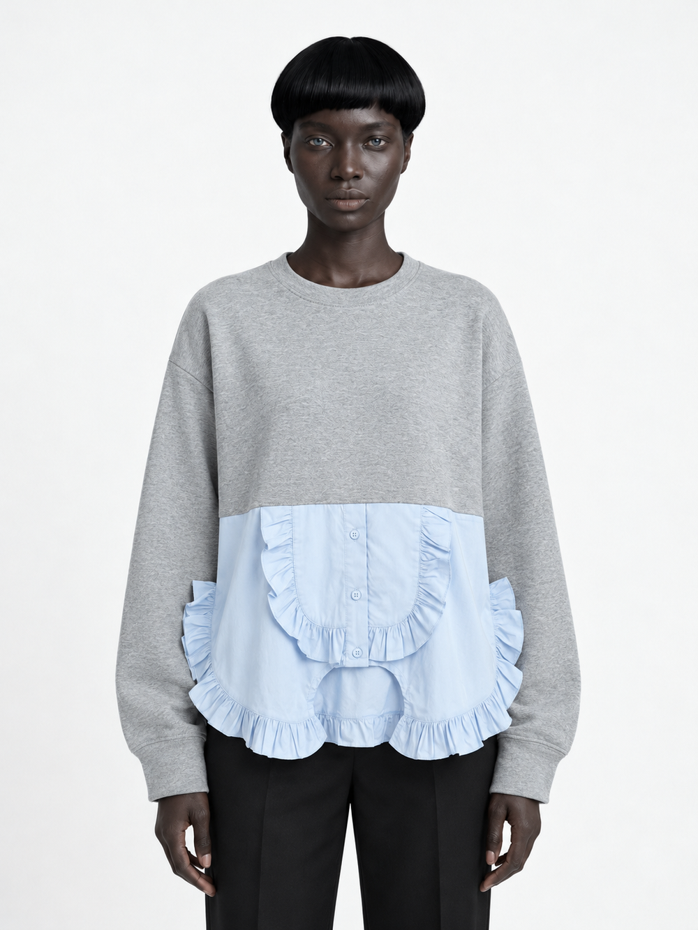 Ruffled Panel-Hem Sweatshirt