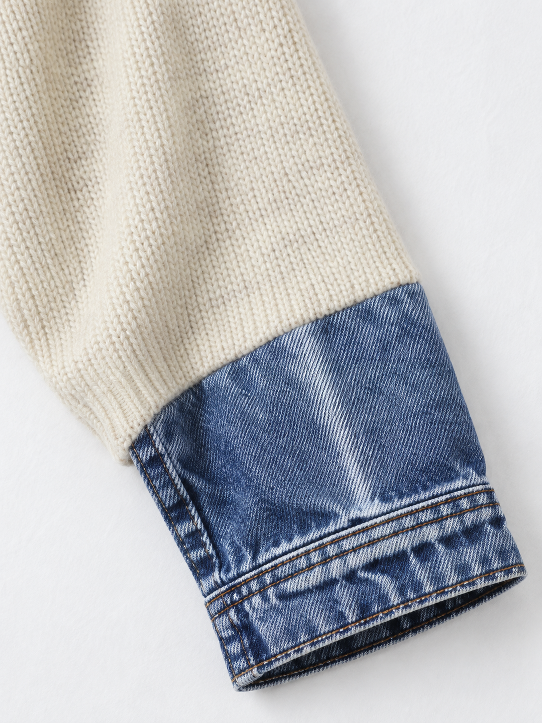 Denim-Cuff Knit Cardigan · detail-2