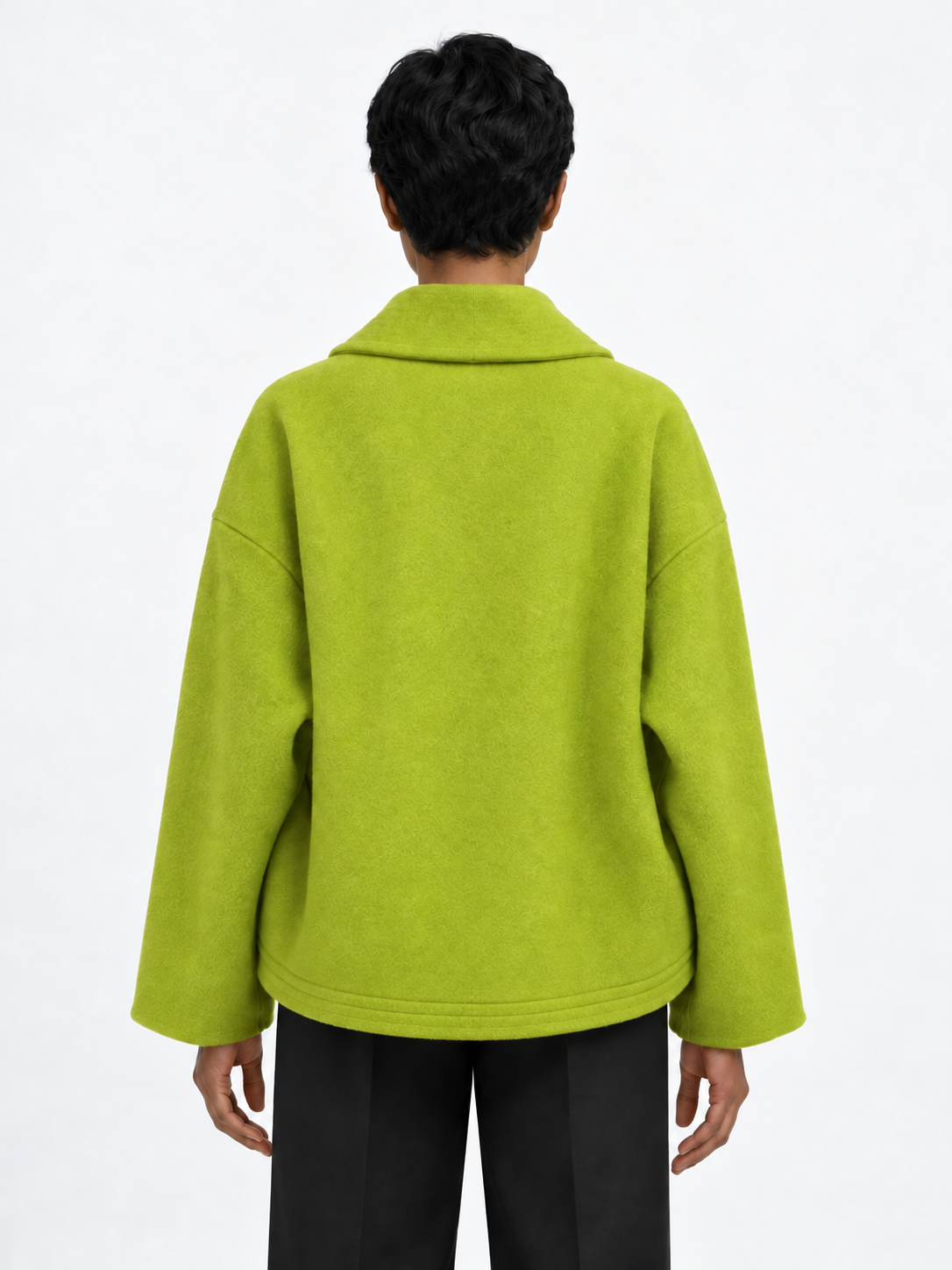 Curved Shawl-Collar Coat · model-back