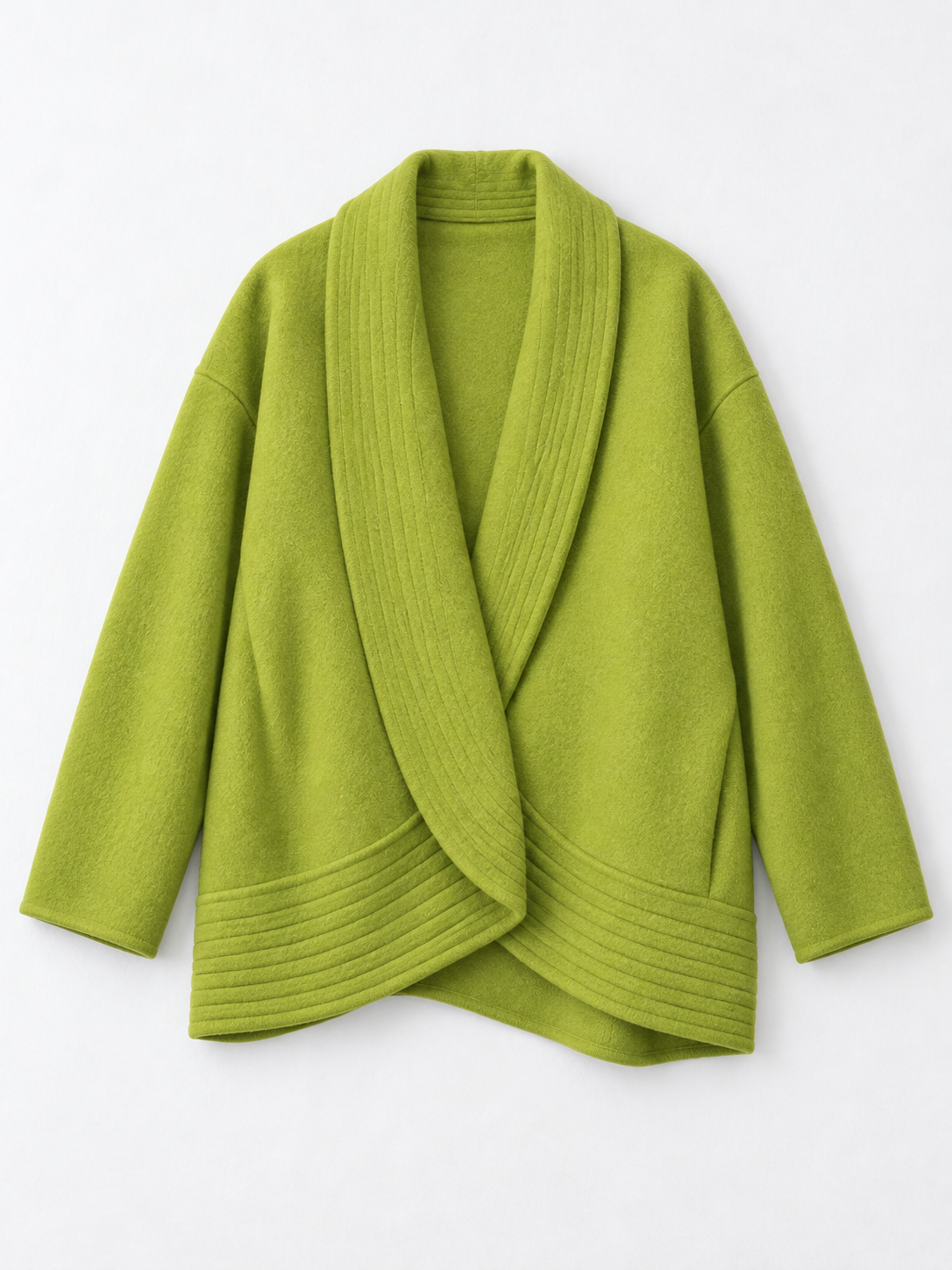 Curved Shawl-Collar Coat · flat-front