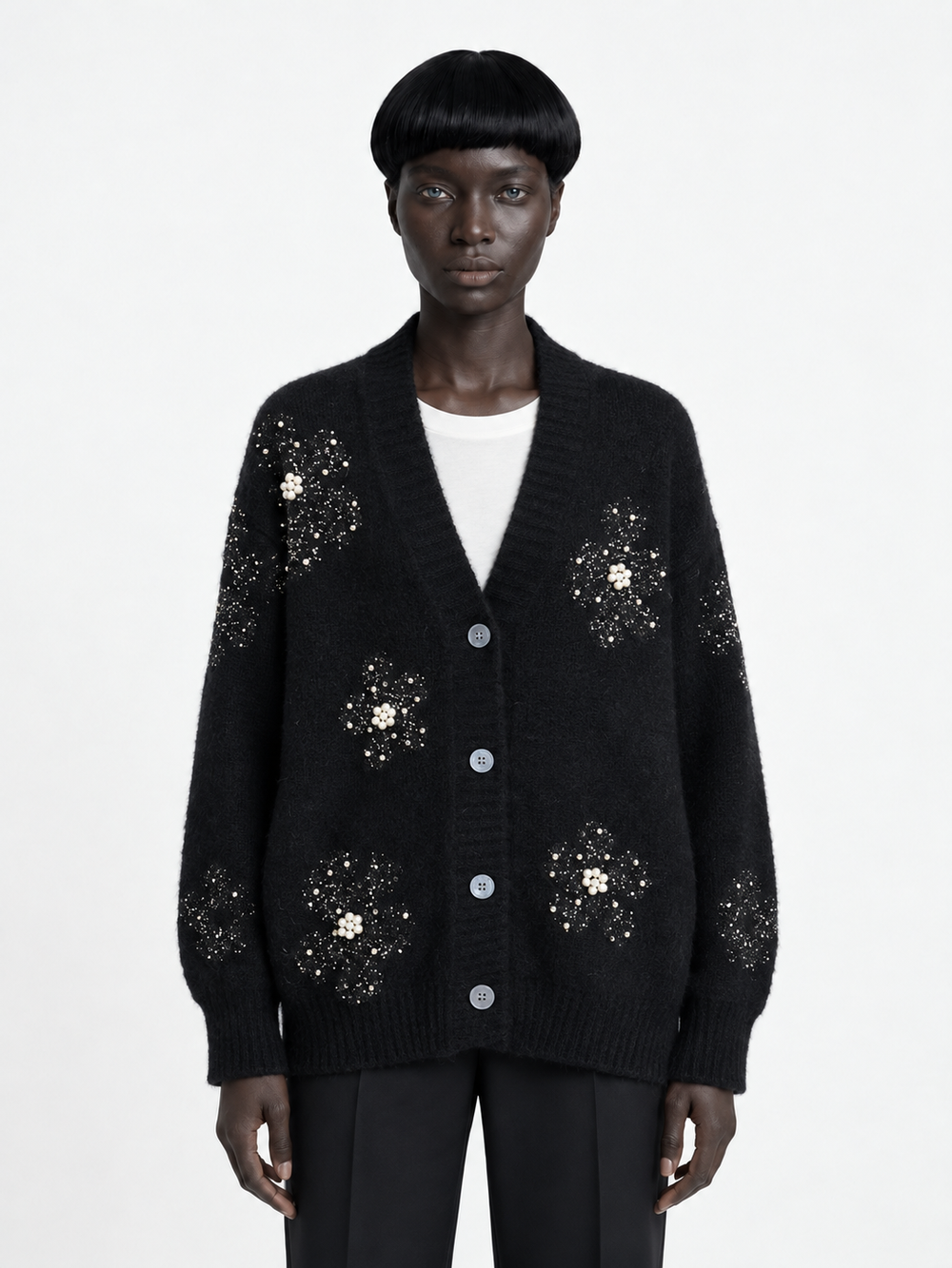 Crystal Flower Knit Cardigan