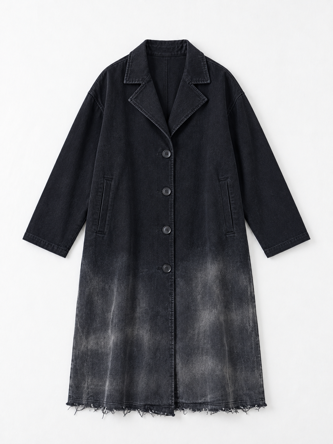 Faded-Panel Long Coat · flat-front