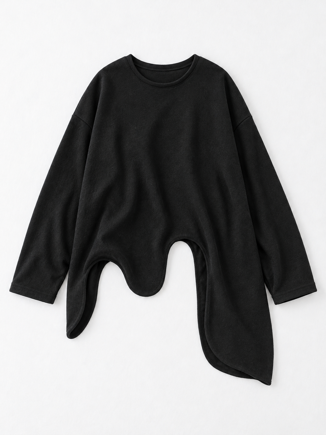 Wave-Hem Long-Sleeve Top · flat-front