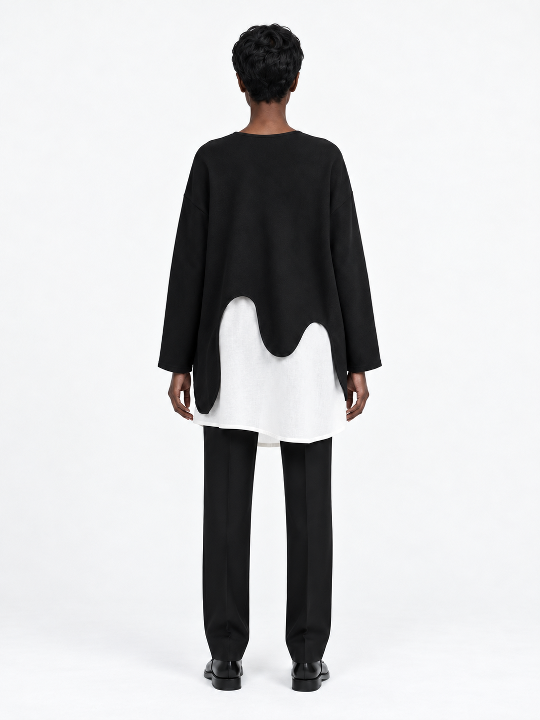 Wave-Hem Long-Sleeve Top · model-back