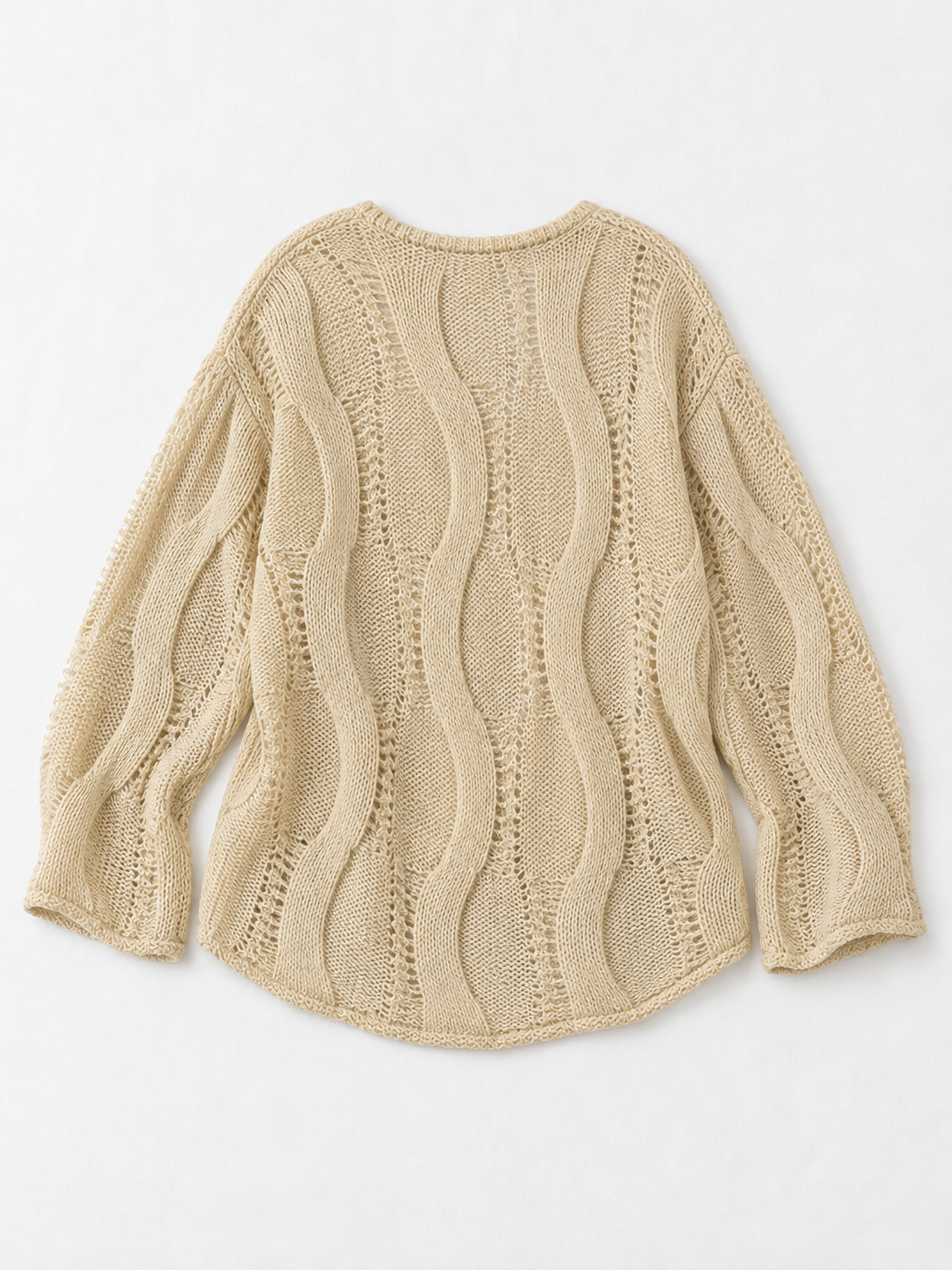 Openwork Wave-Knit Sweater · flat-back