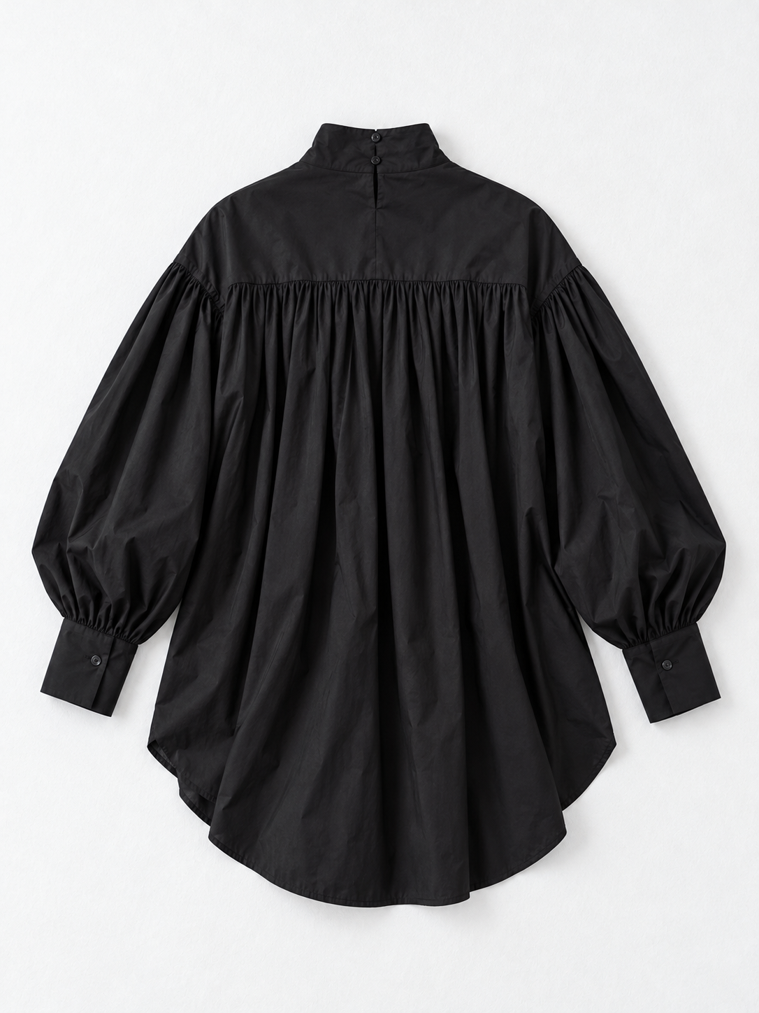 Ruched Front Balloon-Sleeve Shirt · flat-back