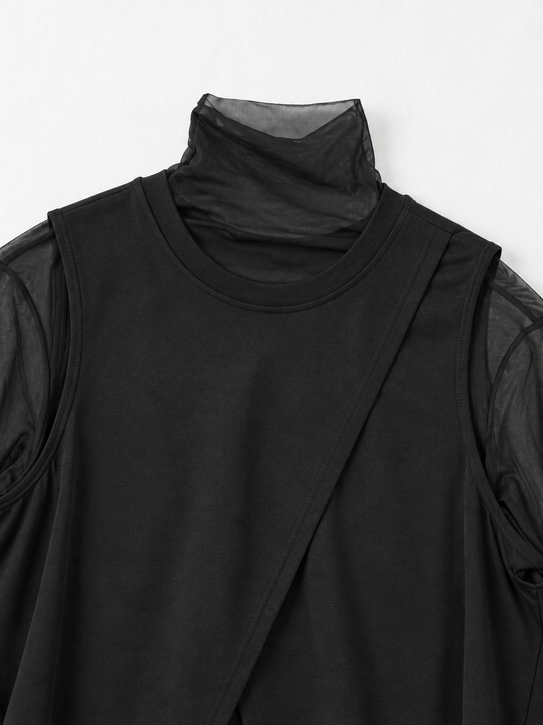 Pointed-Hem Vest and Mesh Top · detail-1