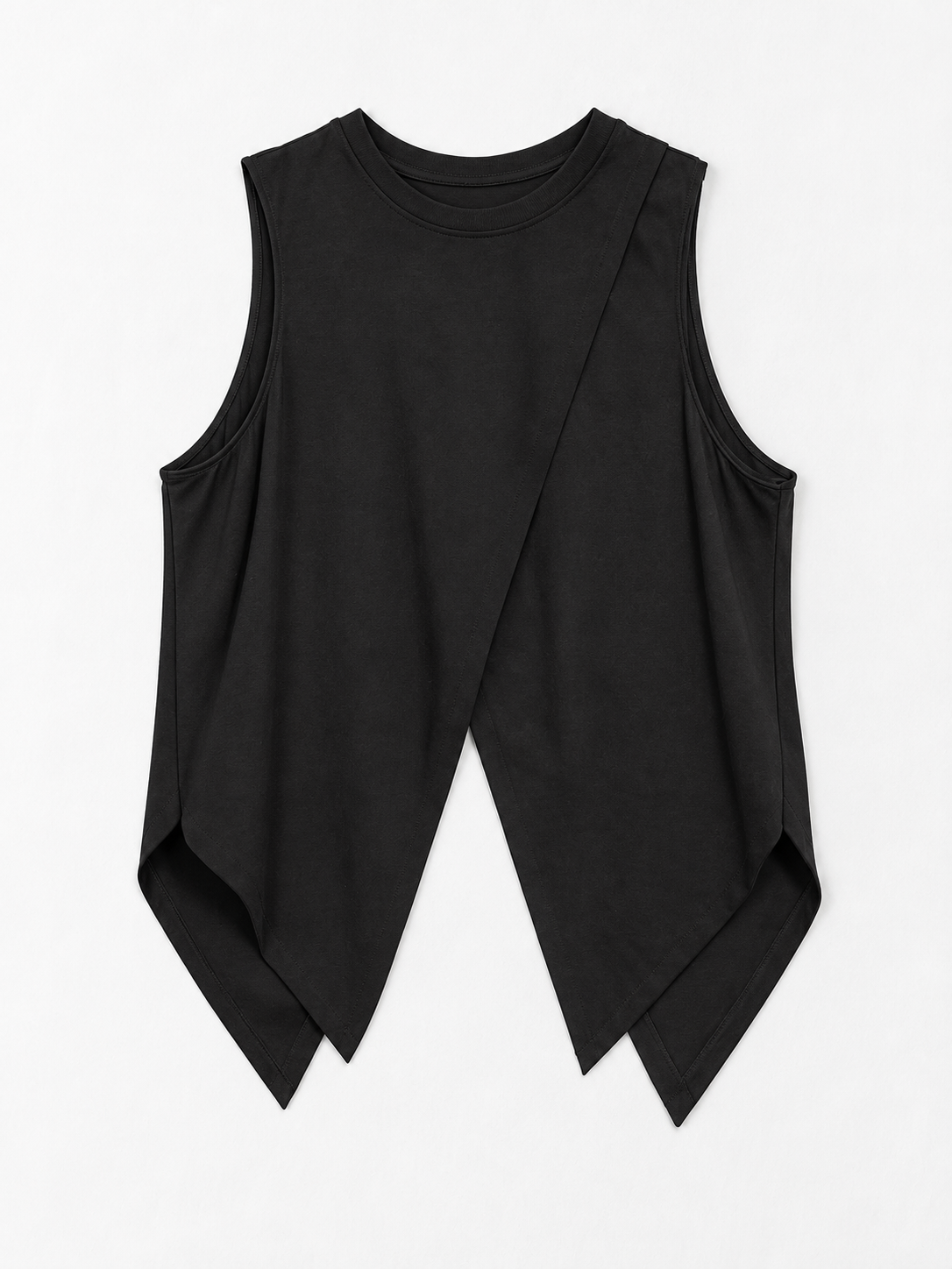 black vest · flat-front