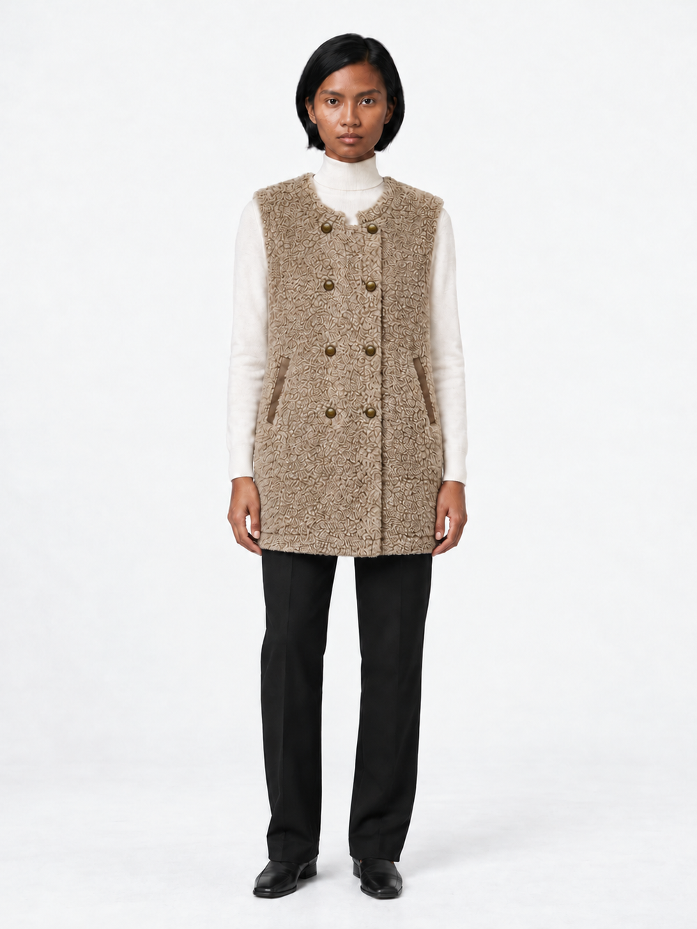 Double-Breasted Textured Vest