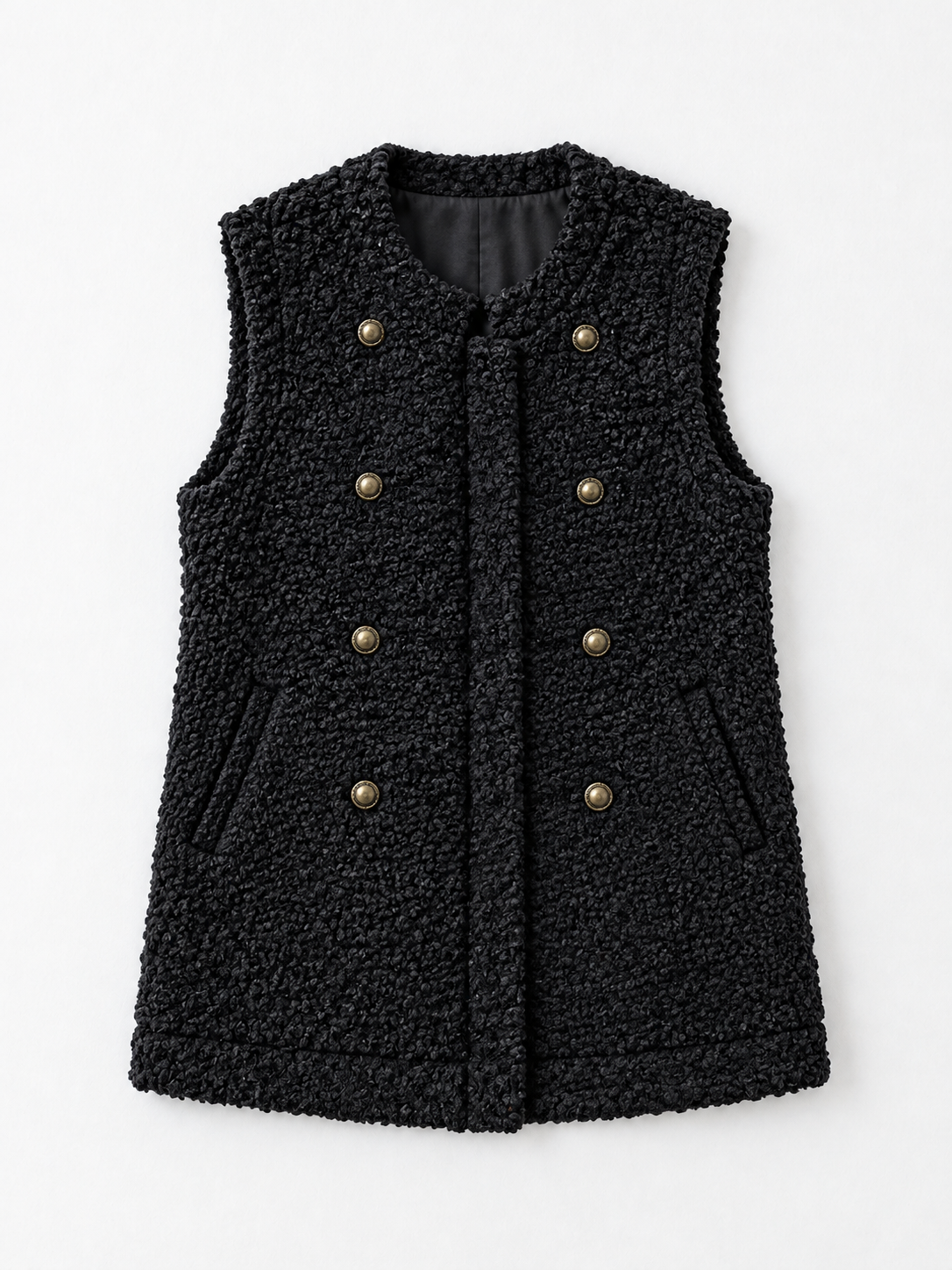 Black vest · flat-front