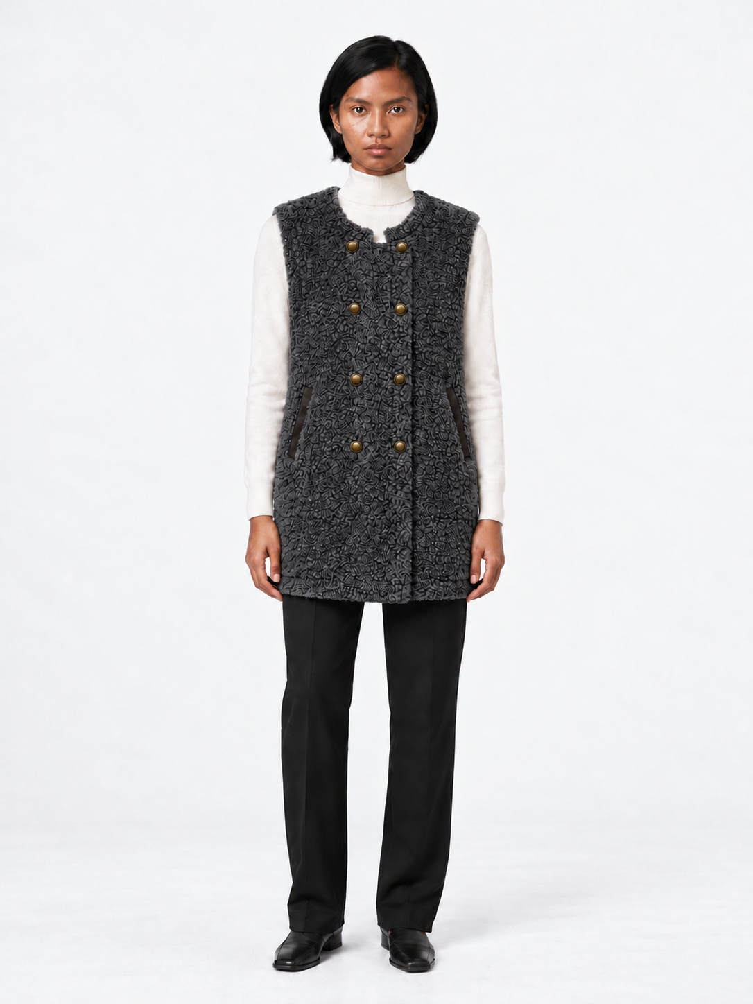 gray vest · model-front
