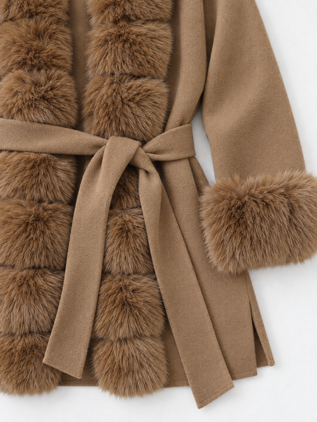 Plush-Trim Belted Cardigan · detail-2