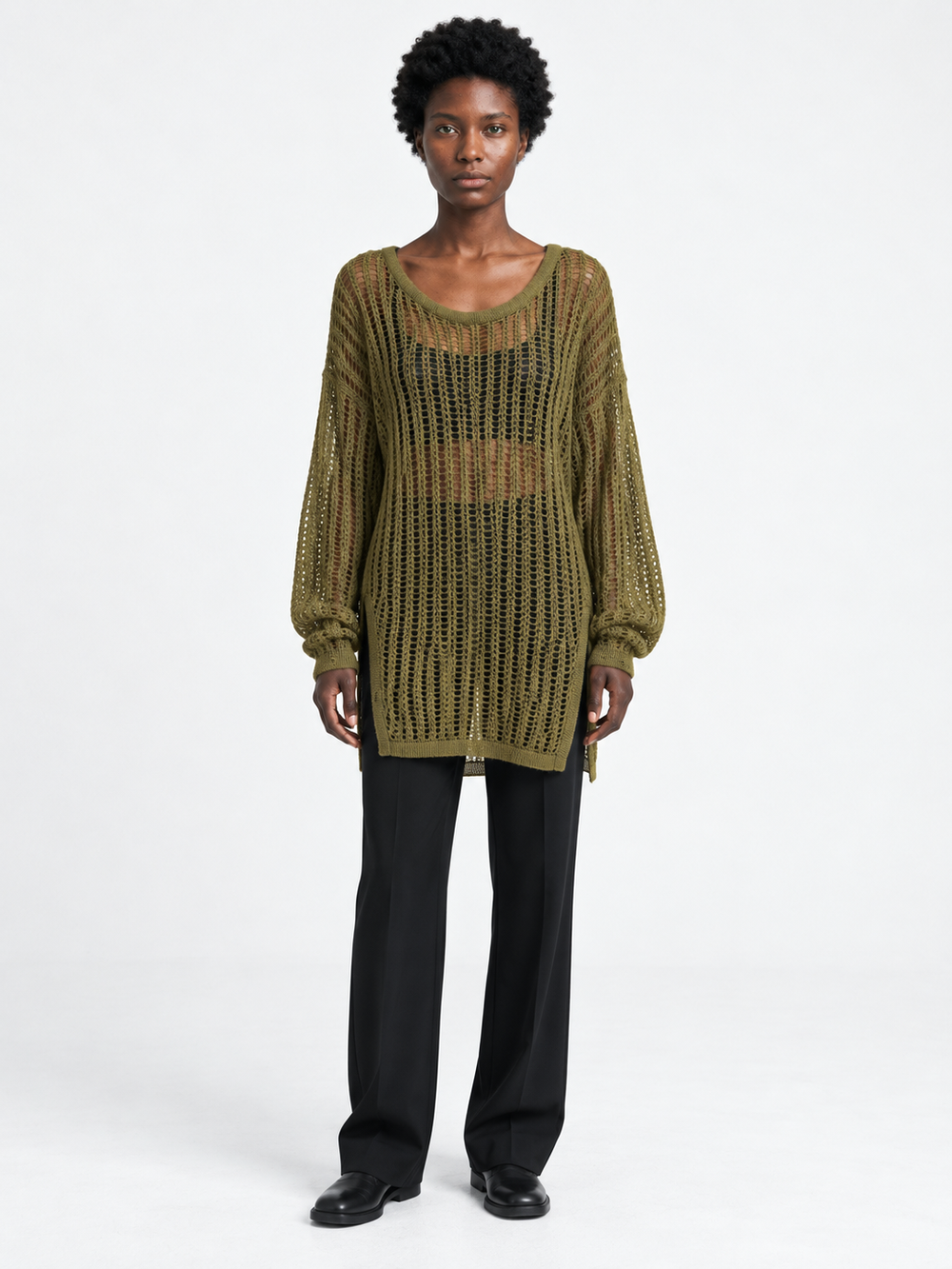 Longline Open-Stitch Sweater