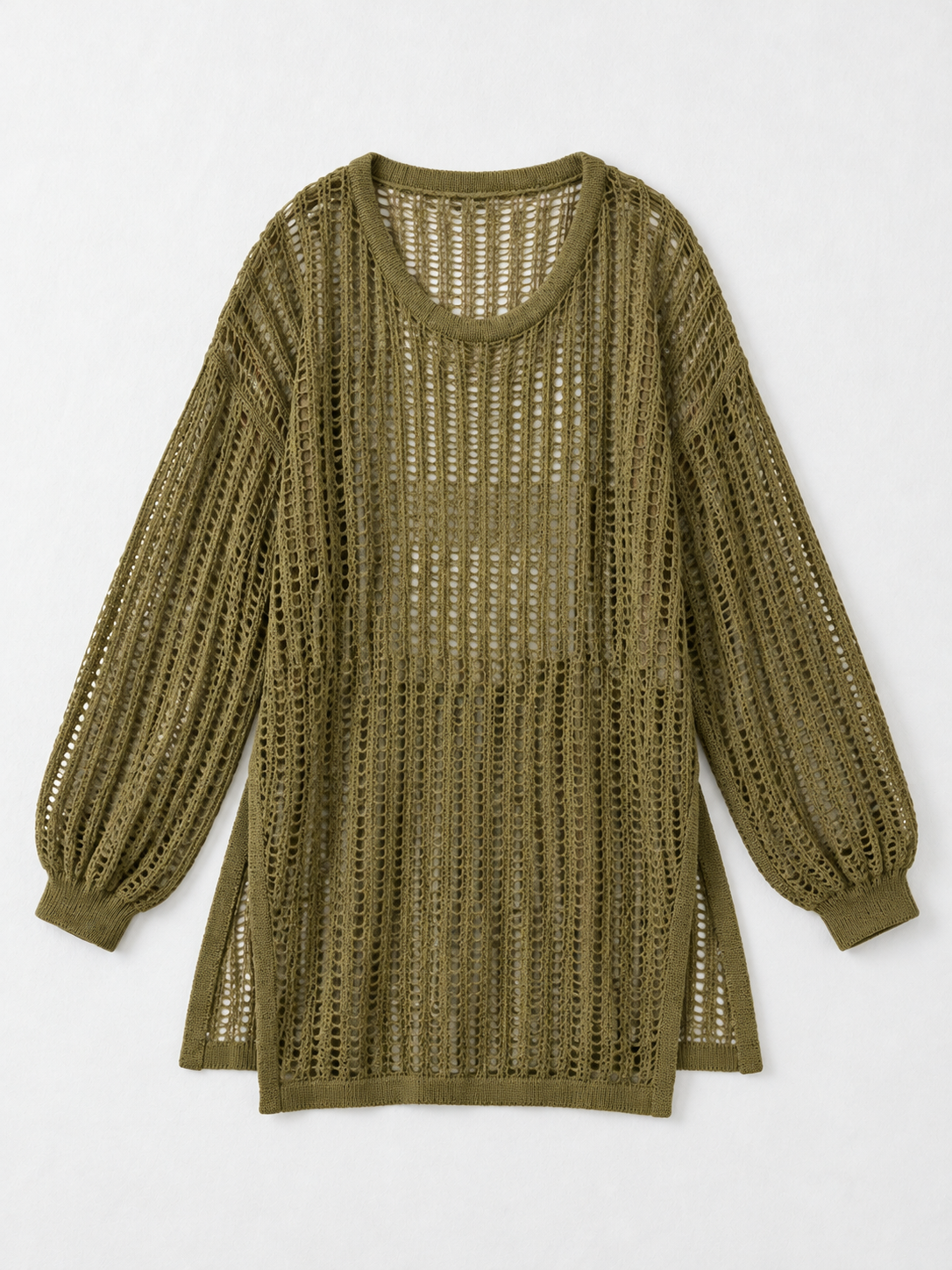 Longline Open-Stitch Sweater · flat-front