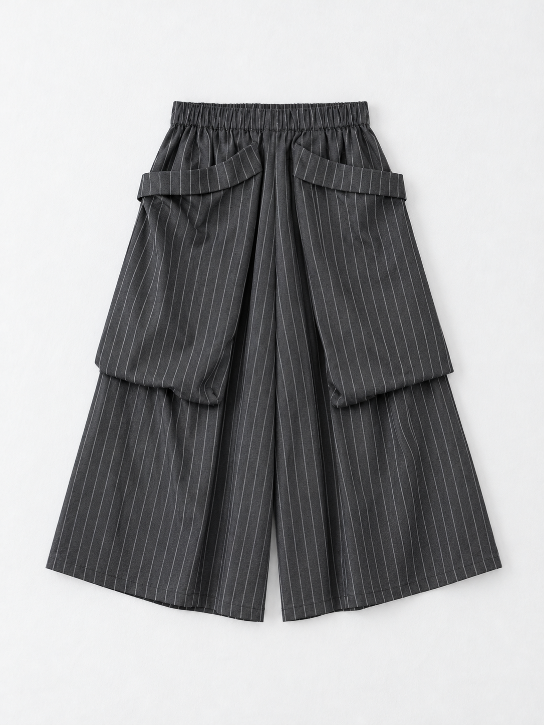 Oversized Pocket Pinstripe Culottes · flat-front
