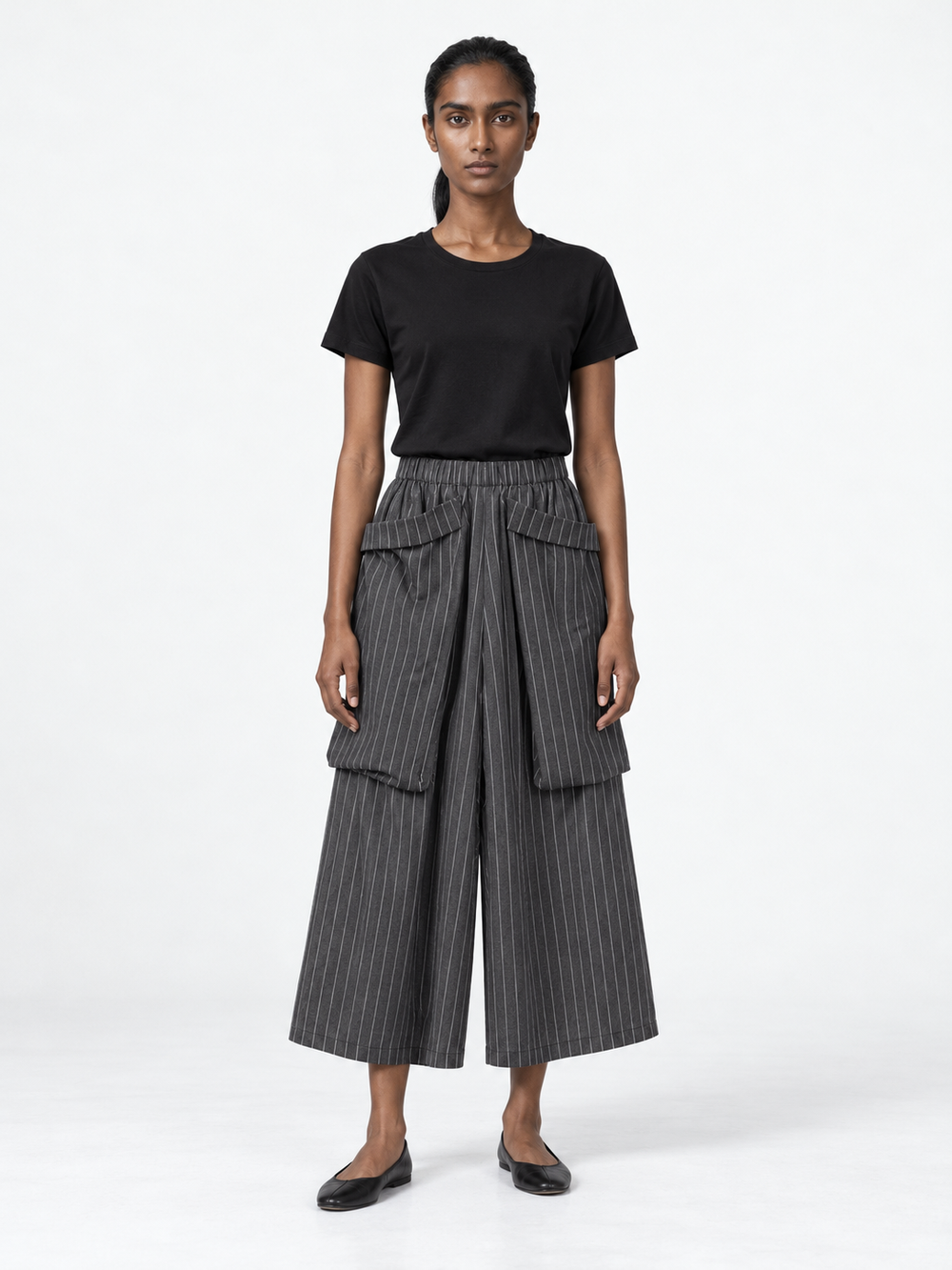 Oversized Pocket Pinstripe Culottes