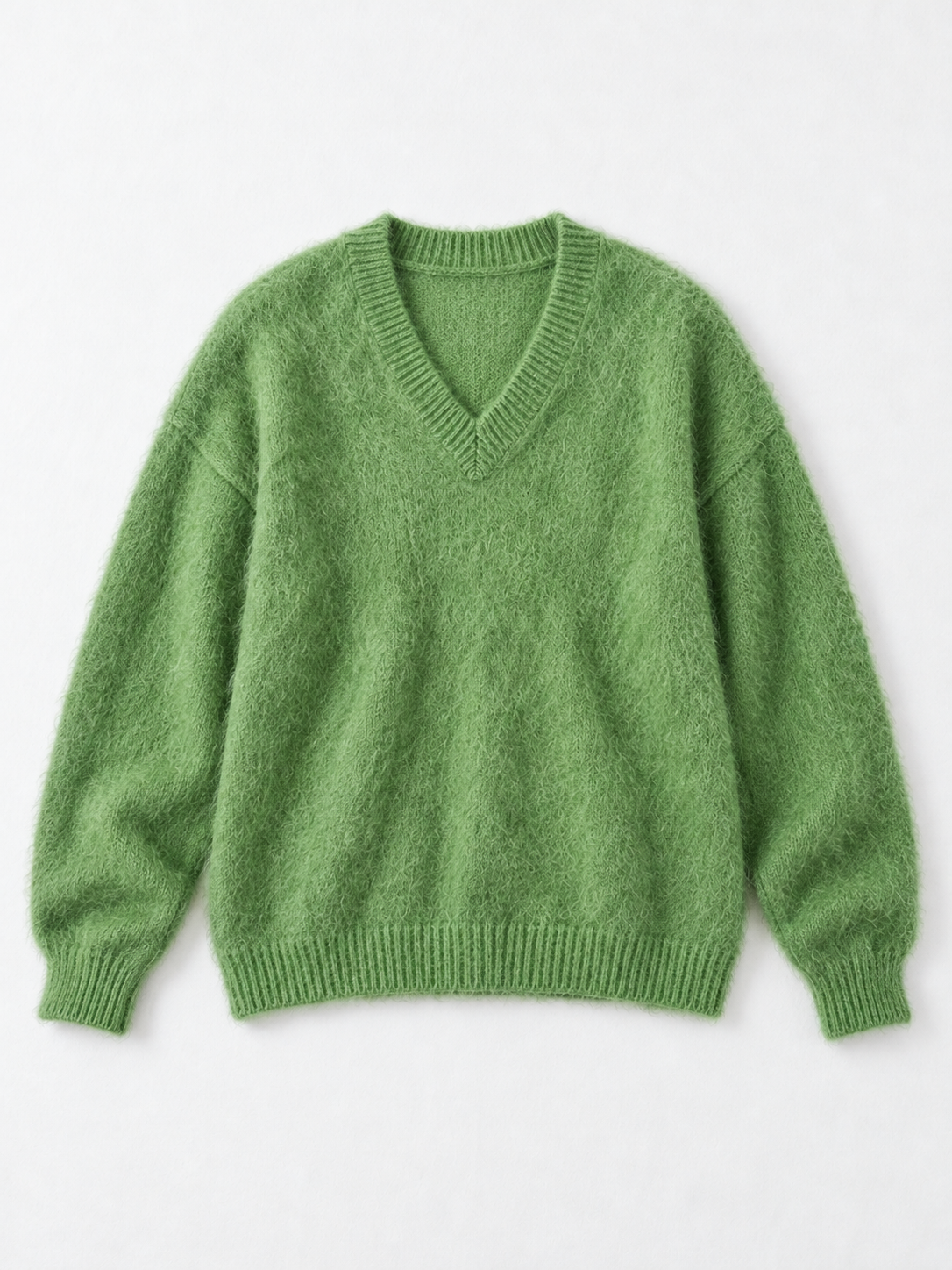 Textured V-Neck Sweater · flat-front