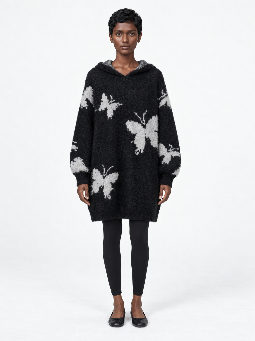 Butterfly Hooded Knit Tunic · model-front