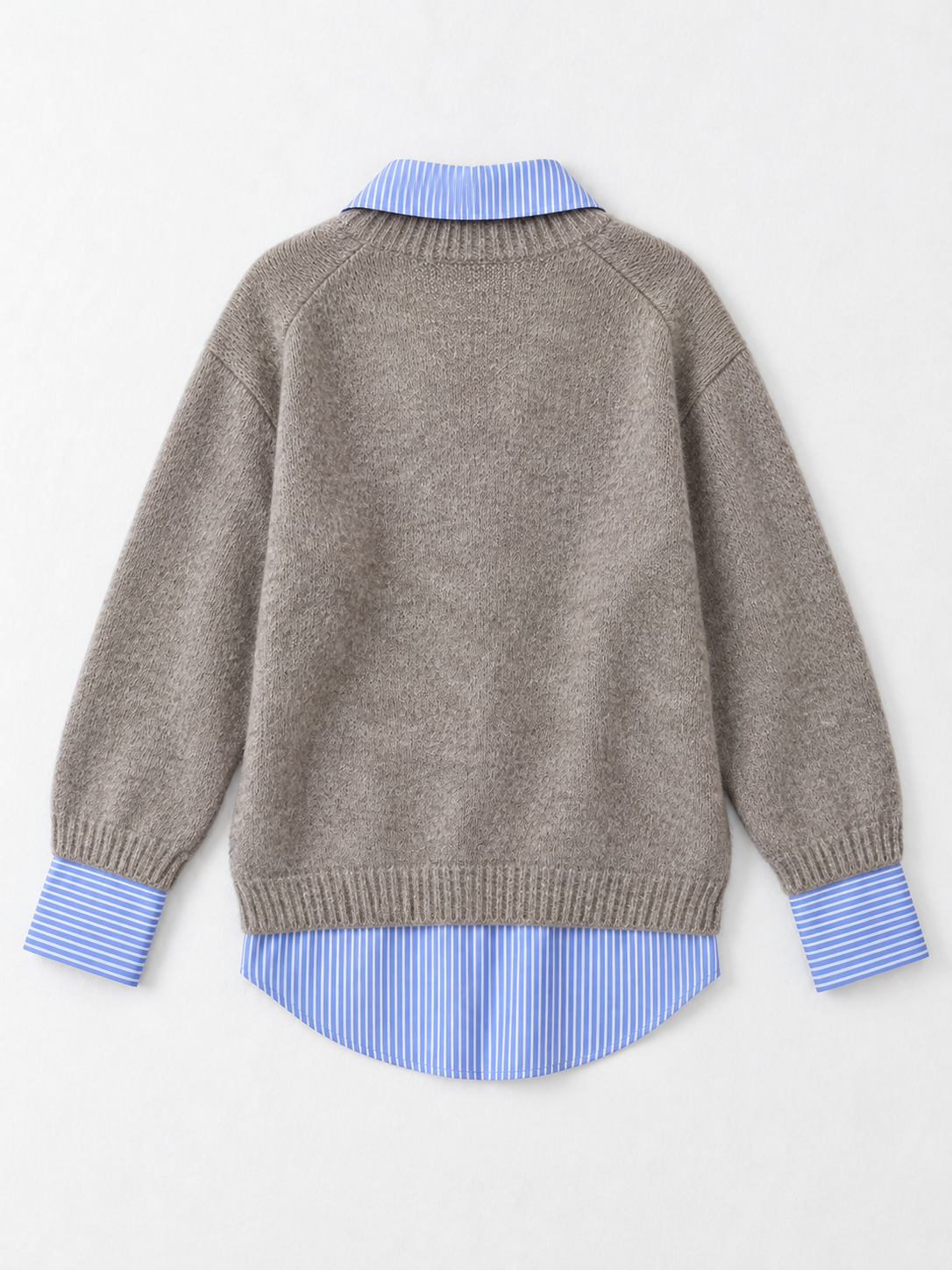 Stripe-Trim Collared Knit Sweater · flat-back