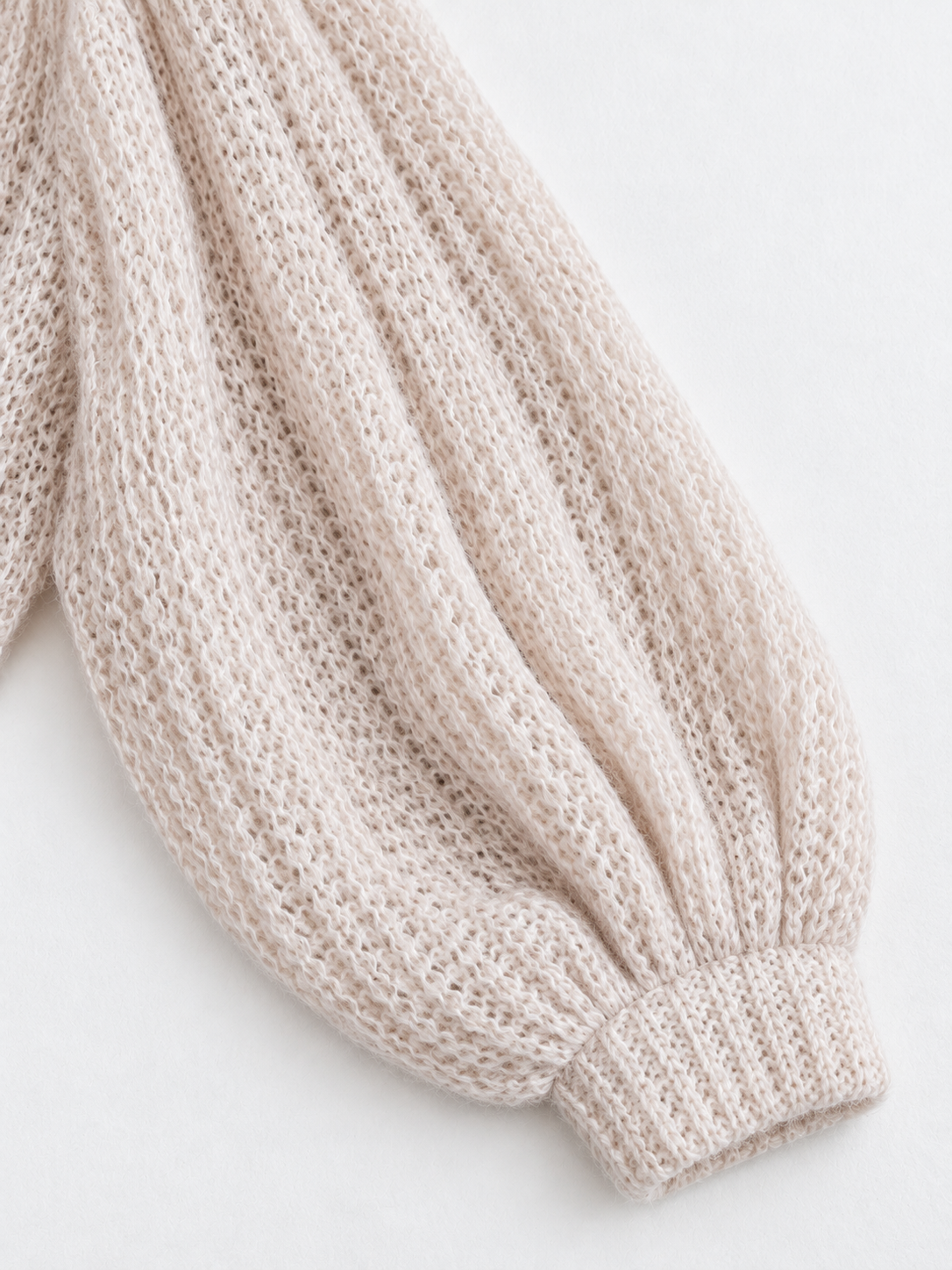 Open-Knit Lantern-Sleeve Sweater · detail-2