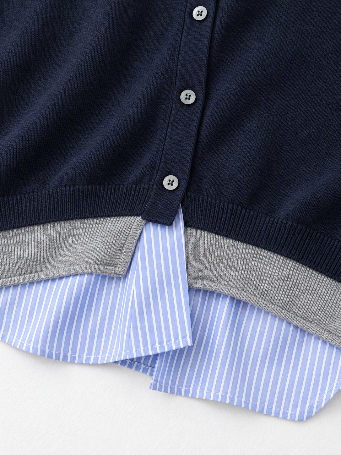 Stripe-Trim Crewneck Cardigan · detail-2
