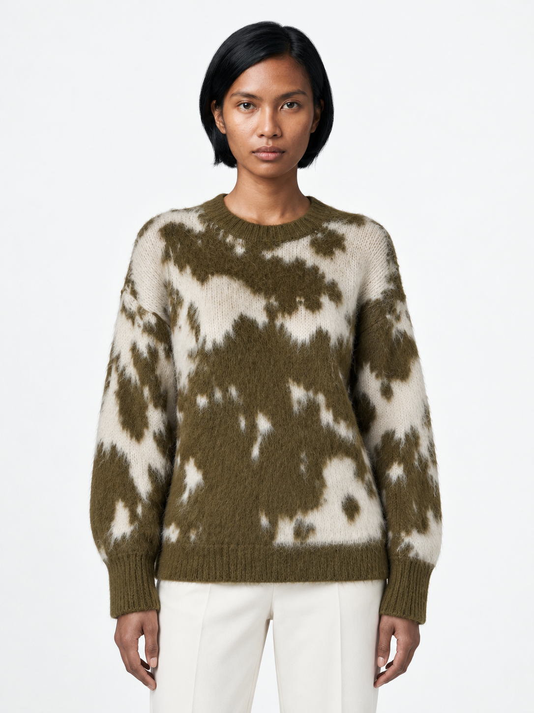 Abstract Intarsia Knit Sweater · model-front